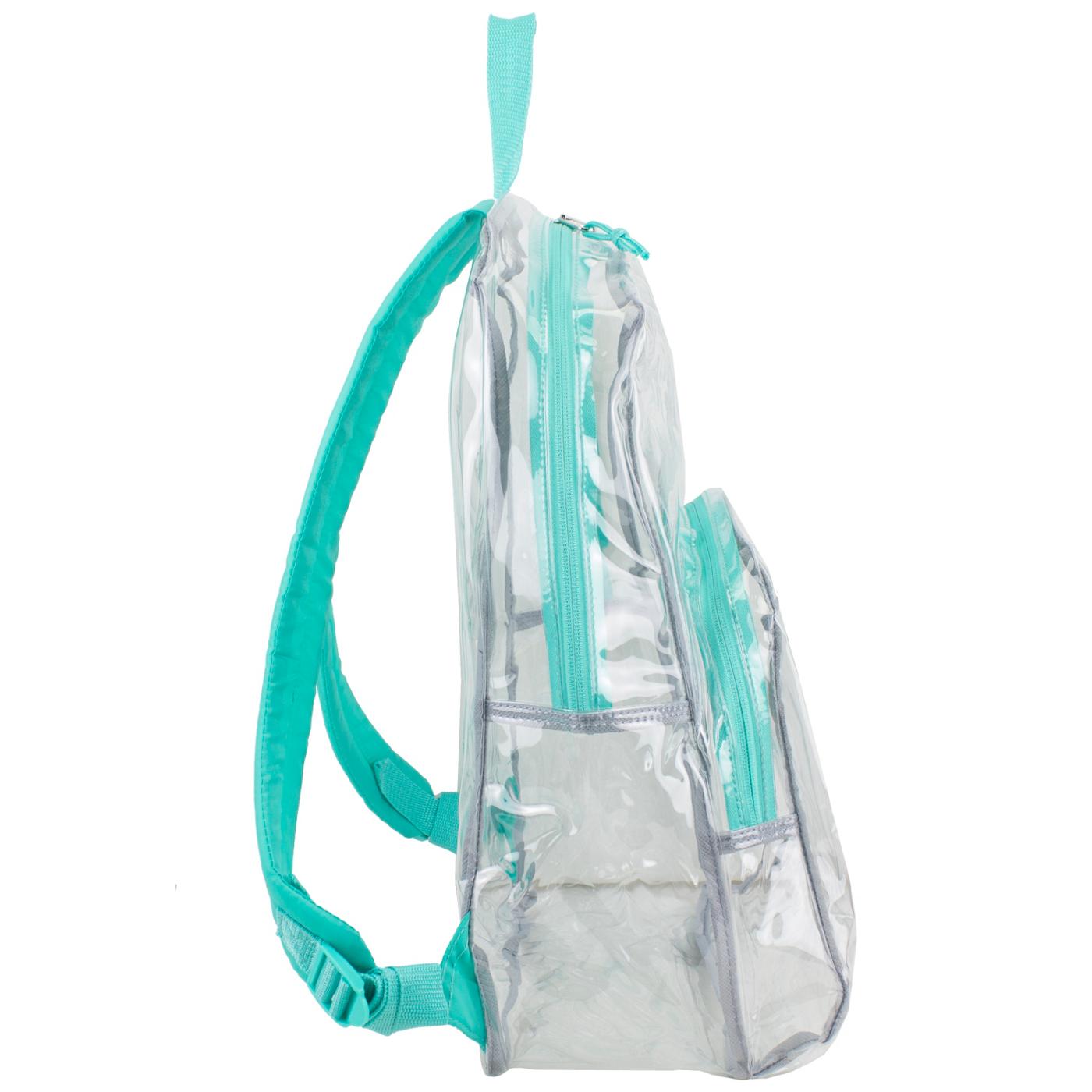 Eastsport Transparent Large Backpack with Turquoise Straps; image 3 of 4