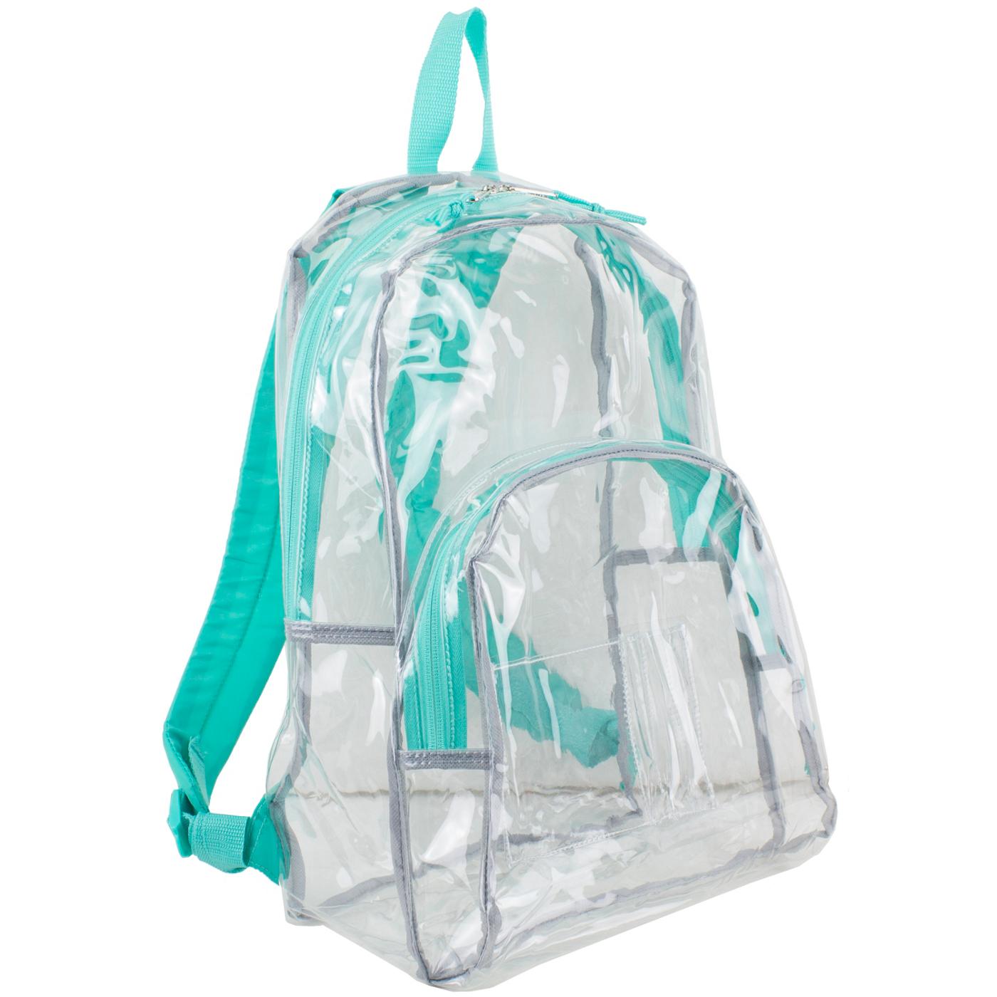 Eastsport Transparent Large Backpack with Turquoise Straps; image 4 of 4