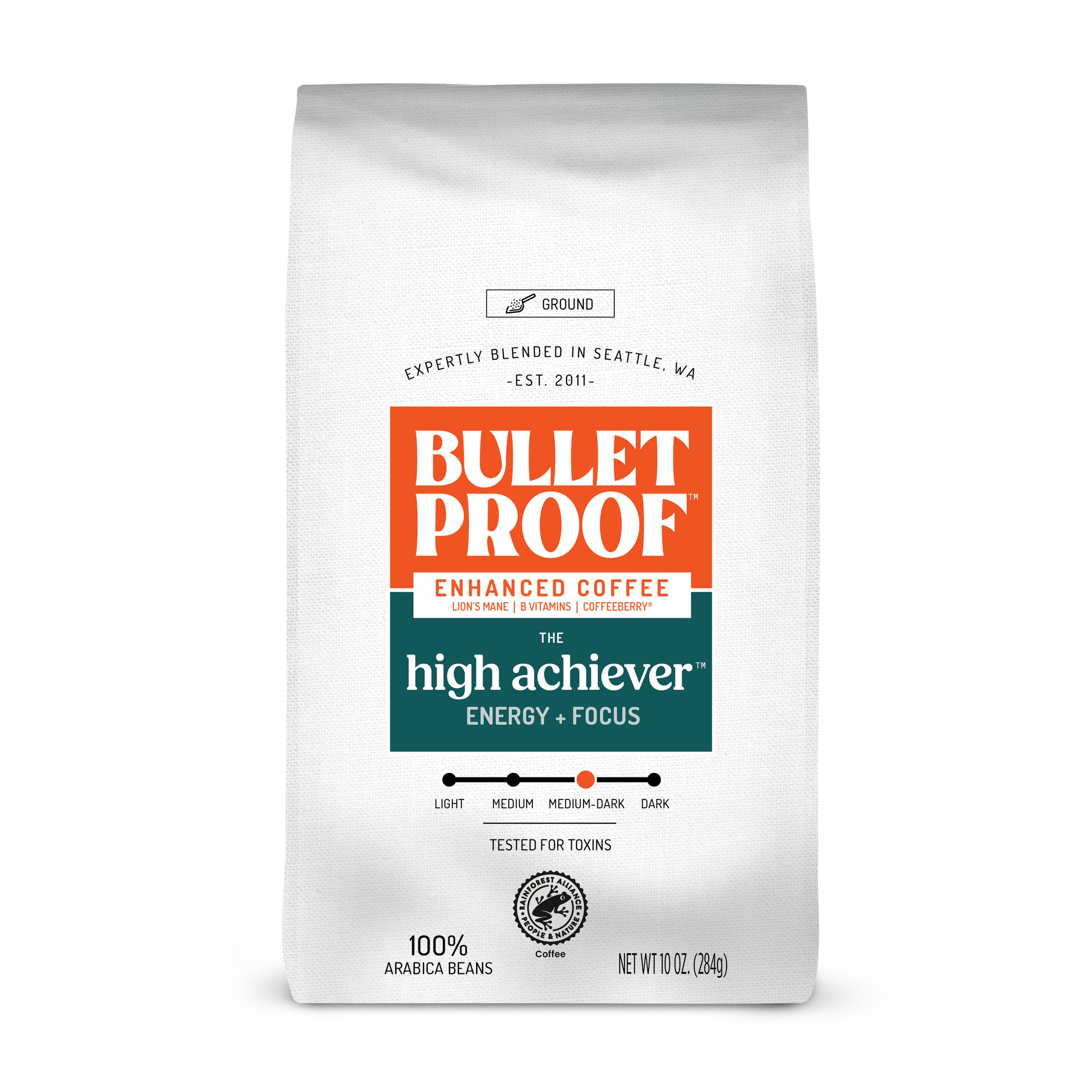 Bulletproof High Achiever Enhanced Medium Dark Roast Ground Coffee