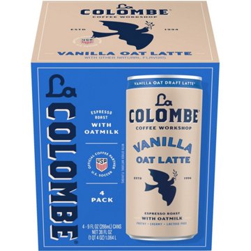 La Colombe Oatmilk Vanilla Latte Espresso Roast with Oatmilk 4 pk Cans