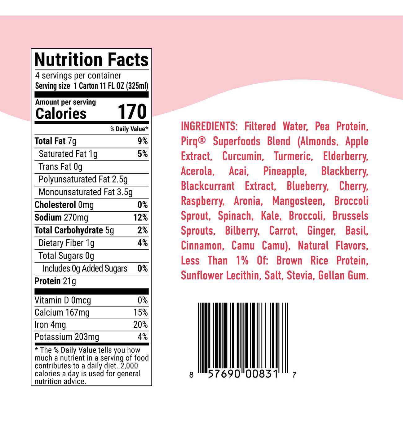 Pirq 21g Plant-Based Protein Shakes 4 pk - Strawberry; image 4 of 5