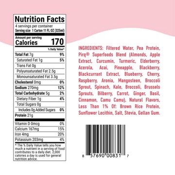 Pirq 21g Plant-Based Protein Shakes 4 pk - Strawberry, 11 oz