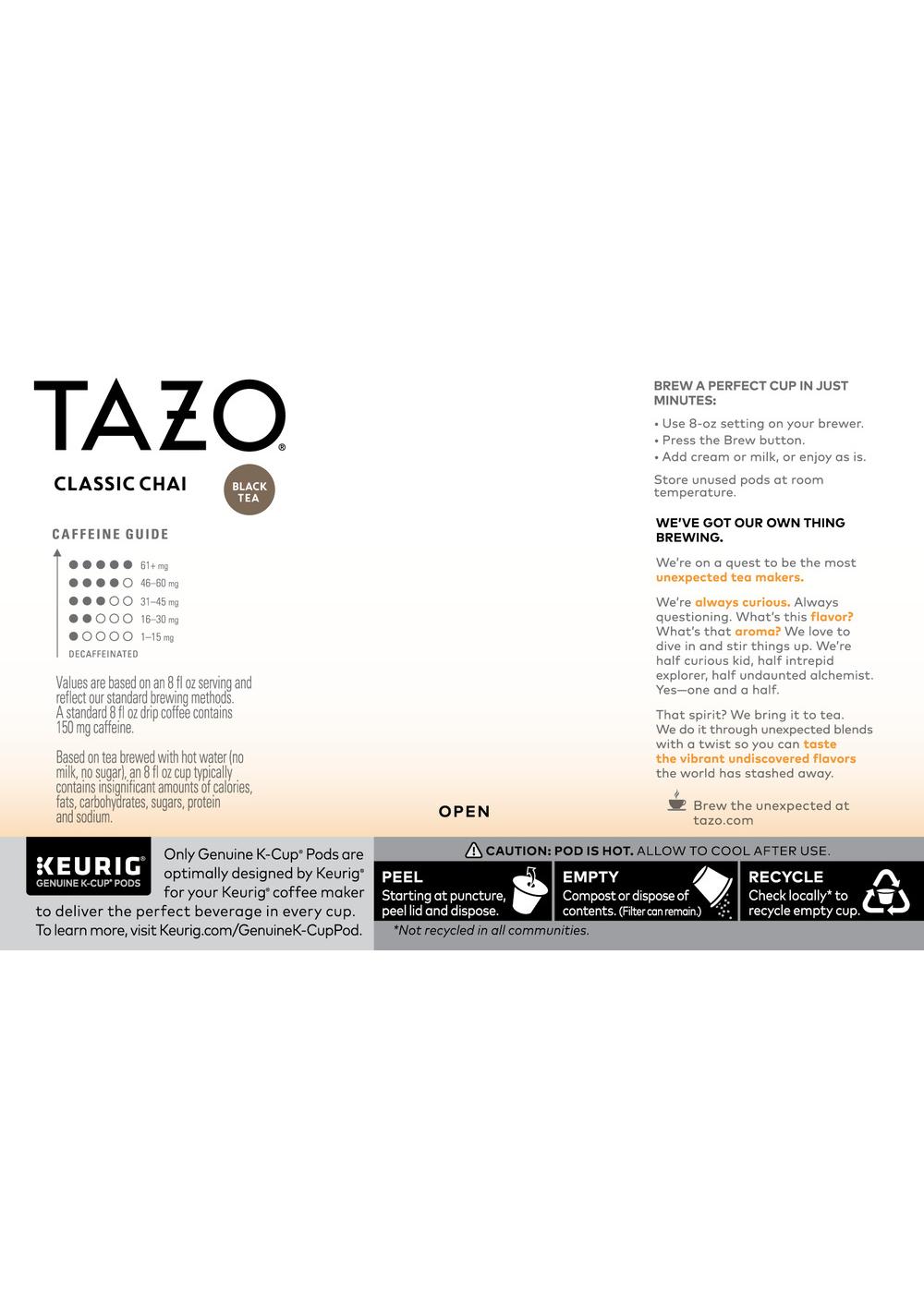 Tazo Classic Chai Single Serve Coffee K Cups; image 2 of 5