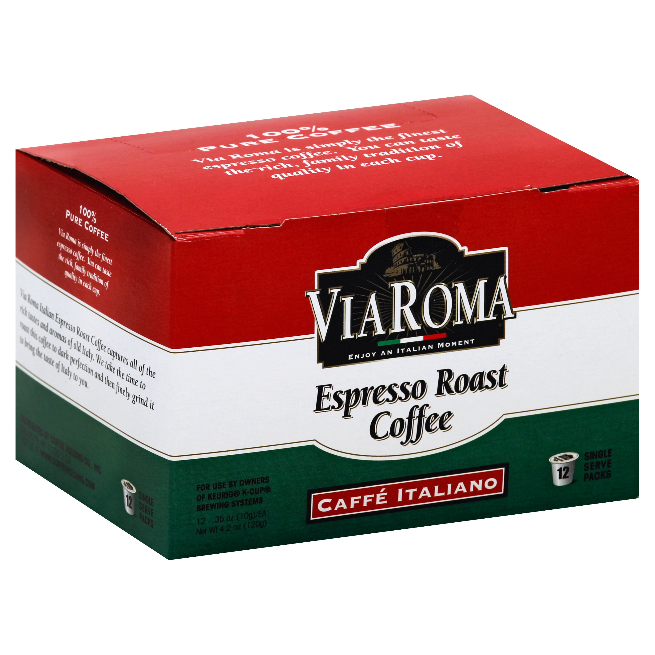 Via Roma Caffe Italiano Espresso Roast Single Serve Coffee Cups Shop