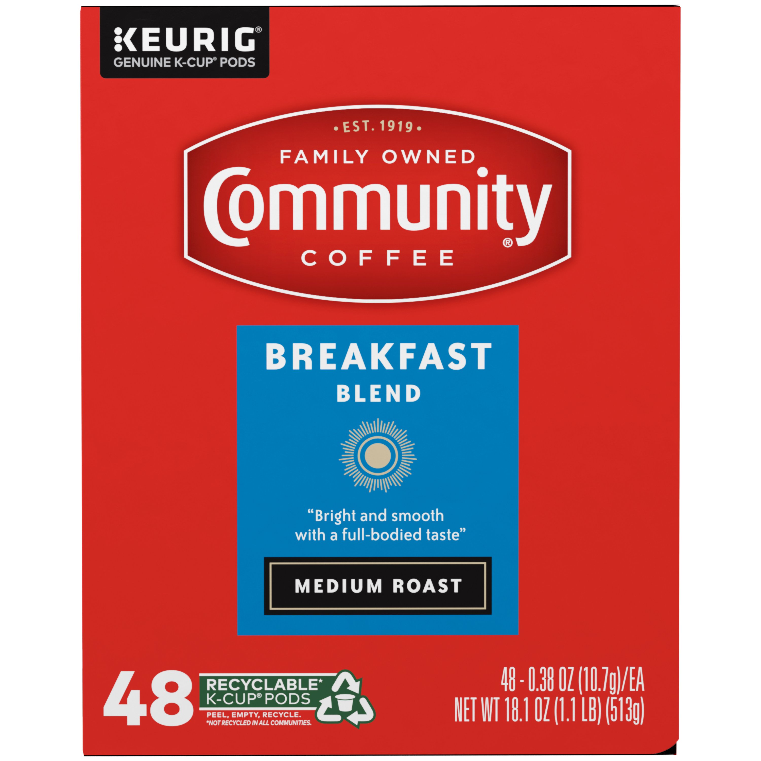 Community Coffee Breakfast Blend Medium Roast Single Serve Coffee Cups ...