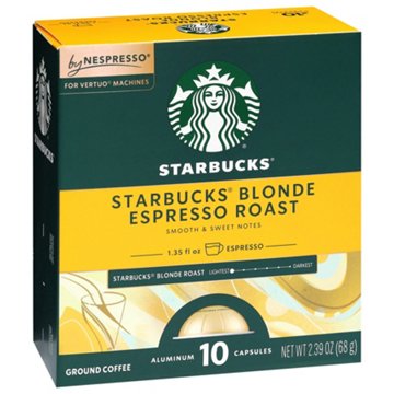 Starbucks Blonde Espresso Roast Nespresso Vertuo Capsules, 10 ct