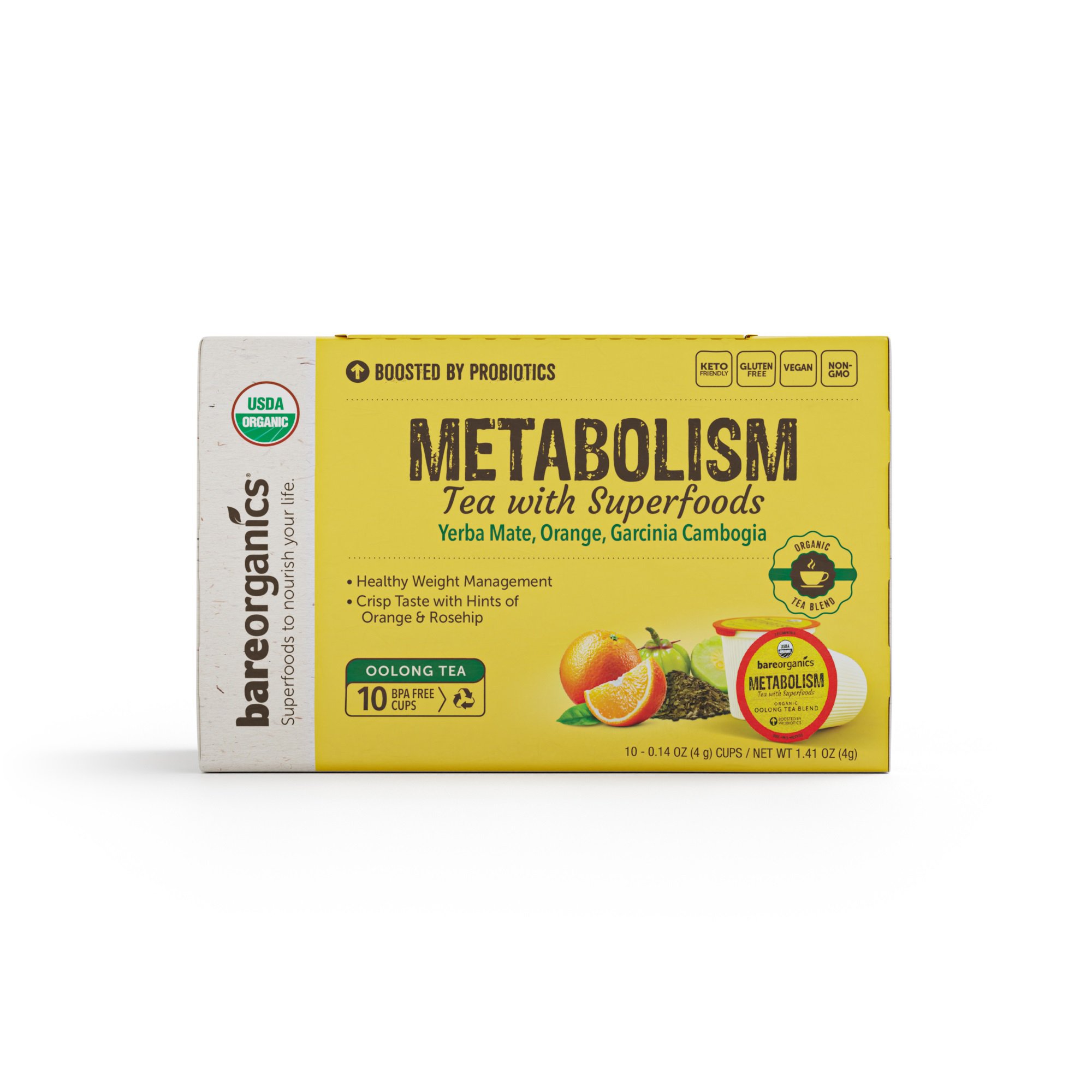 Bare Organics Metabolism Tea Superfoods Single Serve Cups, 10 ct