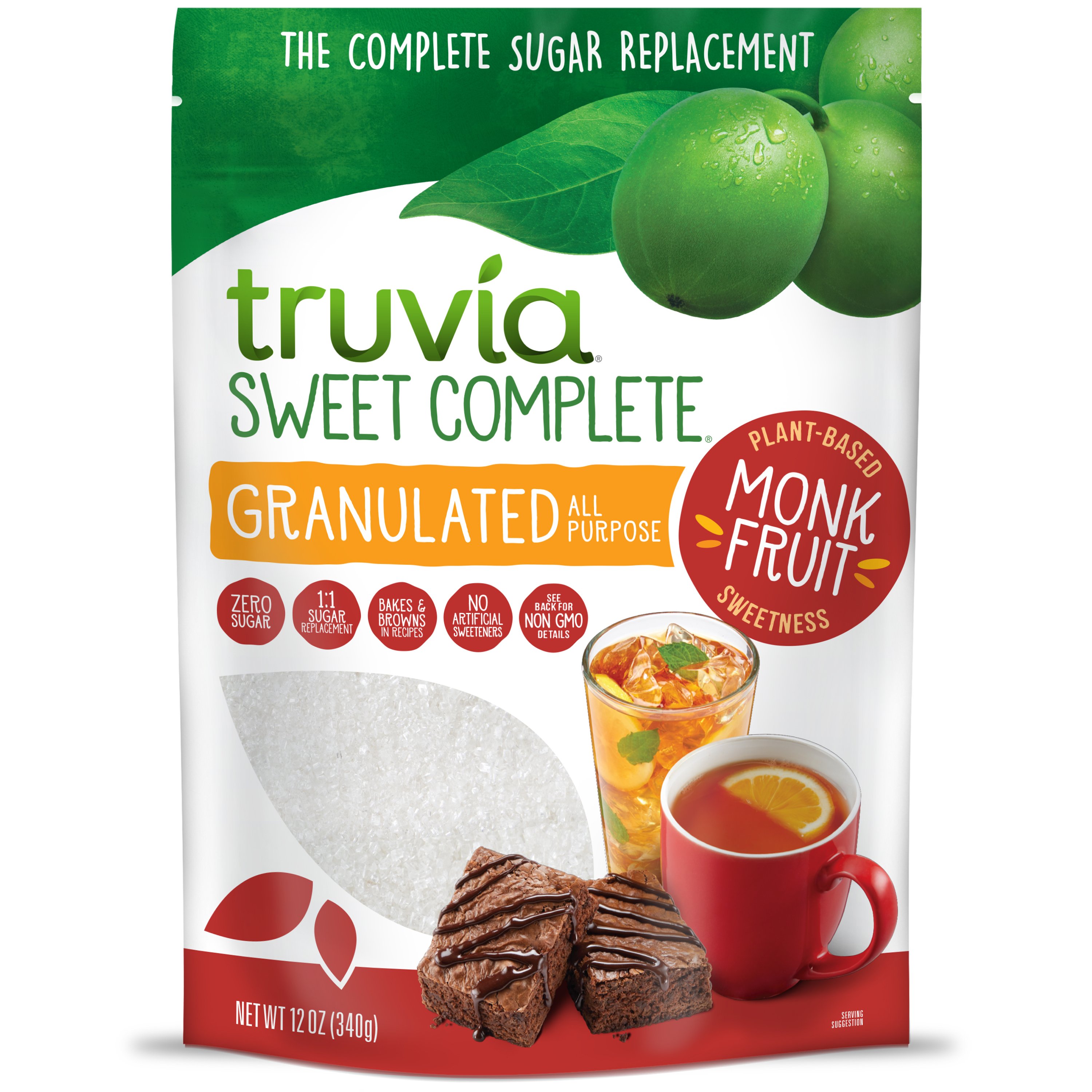 Truvia Sweet Complete Granulated Monk Fruit Calorie-Free Sweetener ...