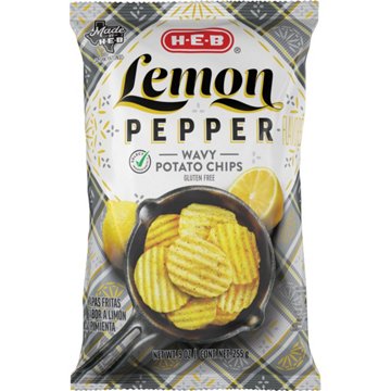 HEB Wavy Potato Chips - Lemon Pepper, 9 oz