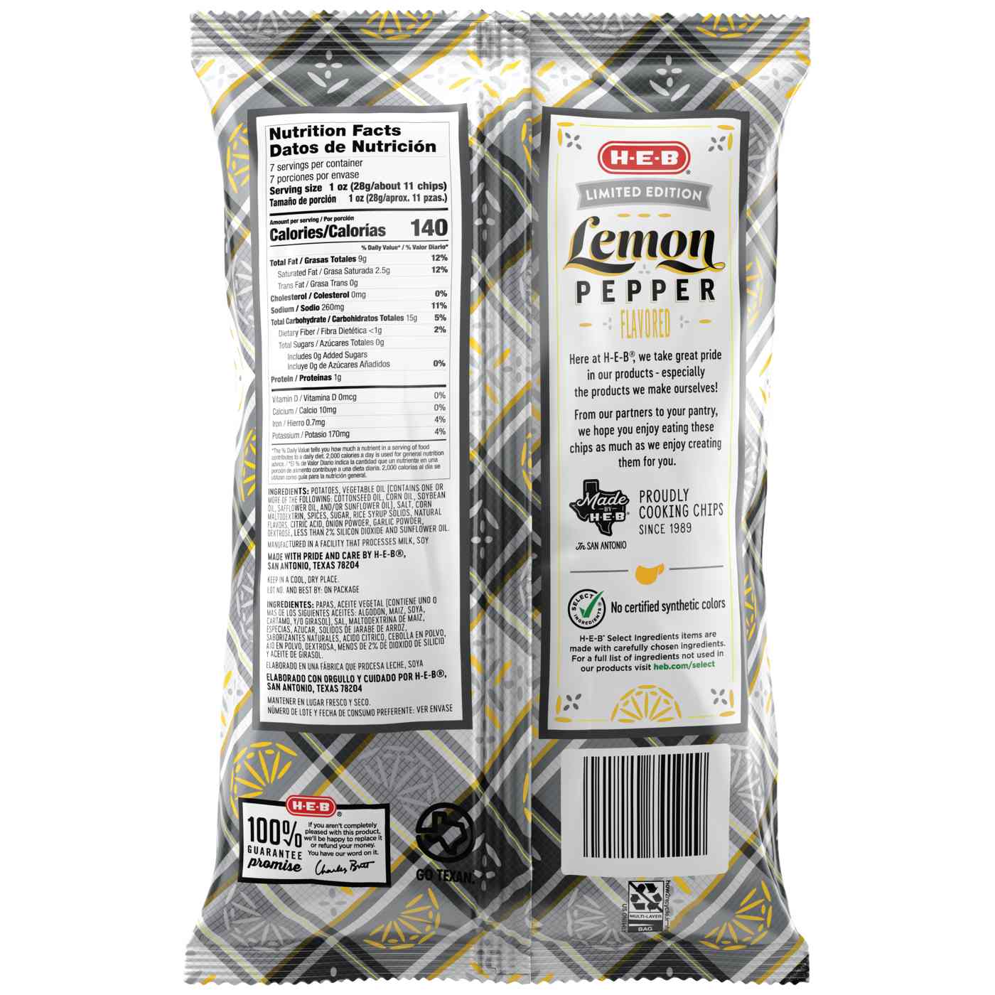 H-E-B Wavy Potato Chips - Lemon Pepper; image 2 of 2