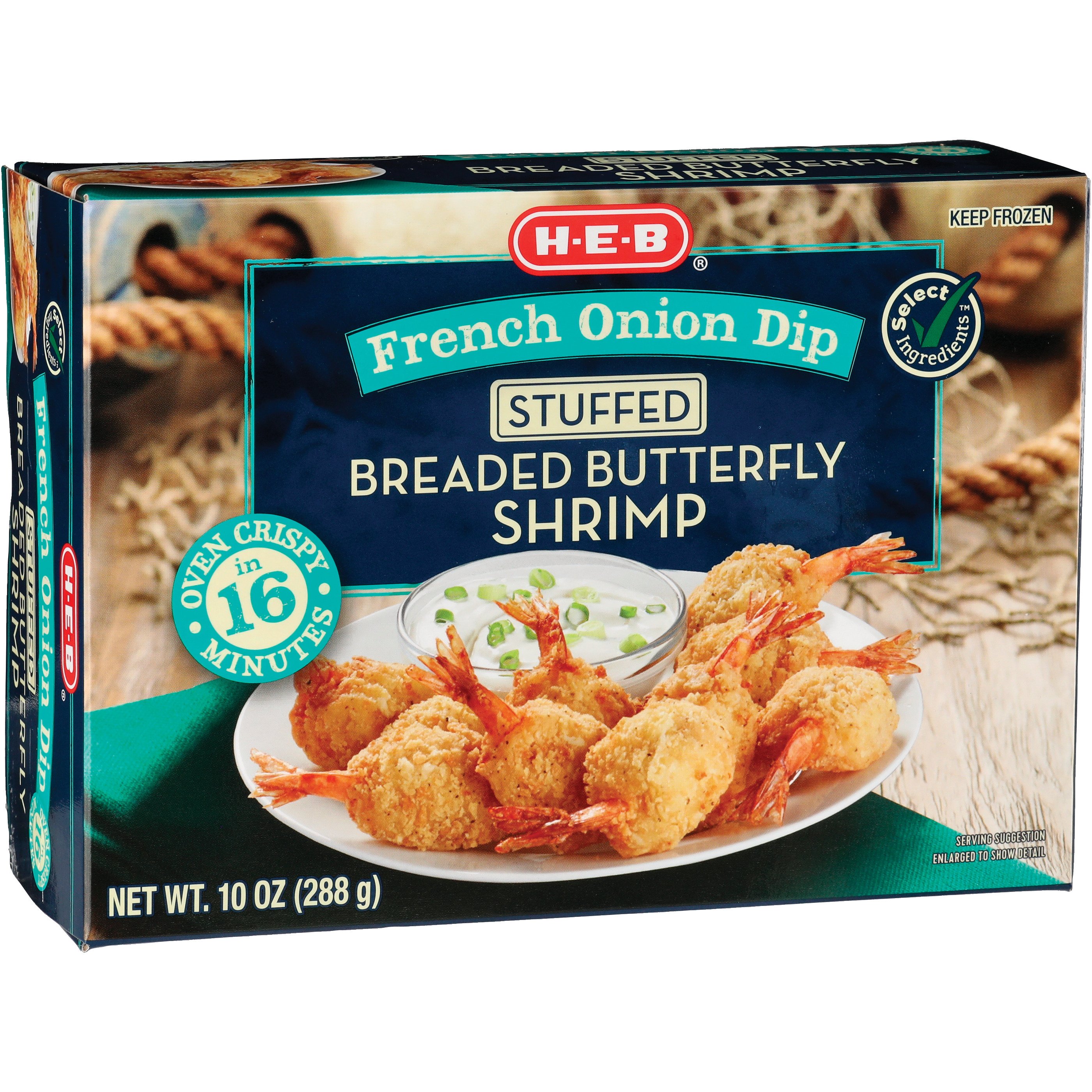 H-E-B Frozen French Onion Dip-Stuffed Breaded Butterfly Shrimp - Shop ...