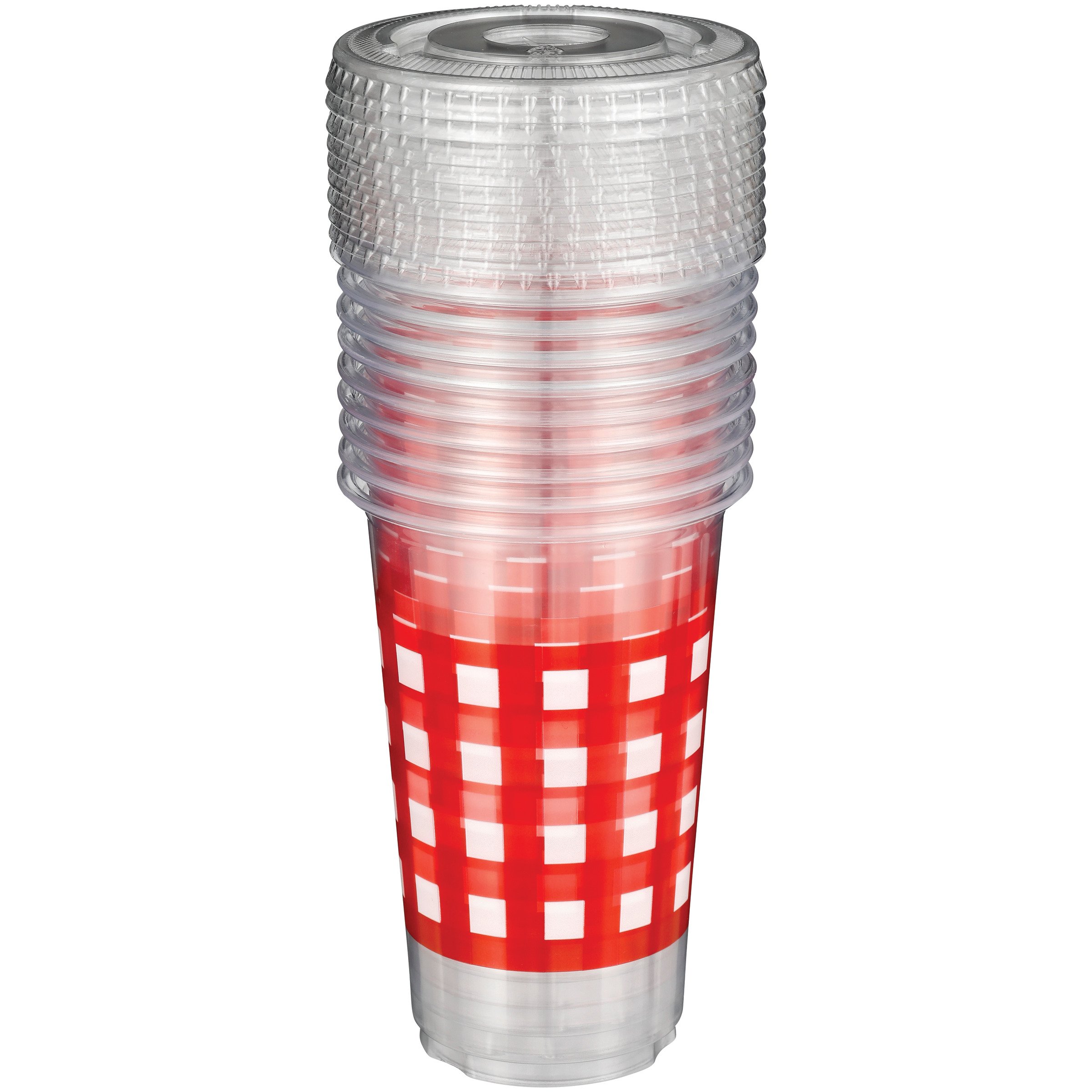 Destination Holiday Red Gingham Print Disposable Summer Party Cups with