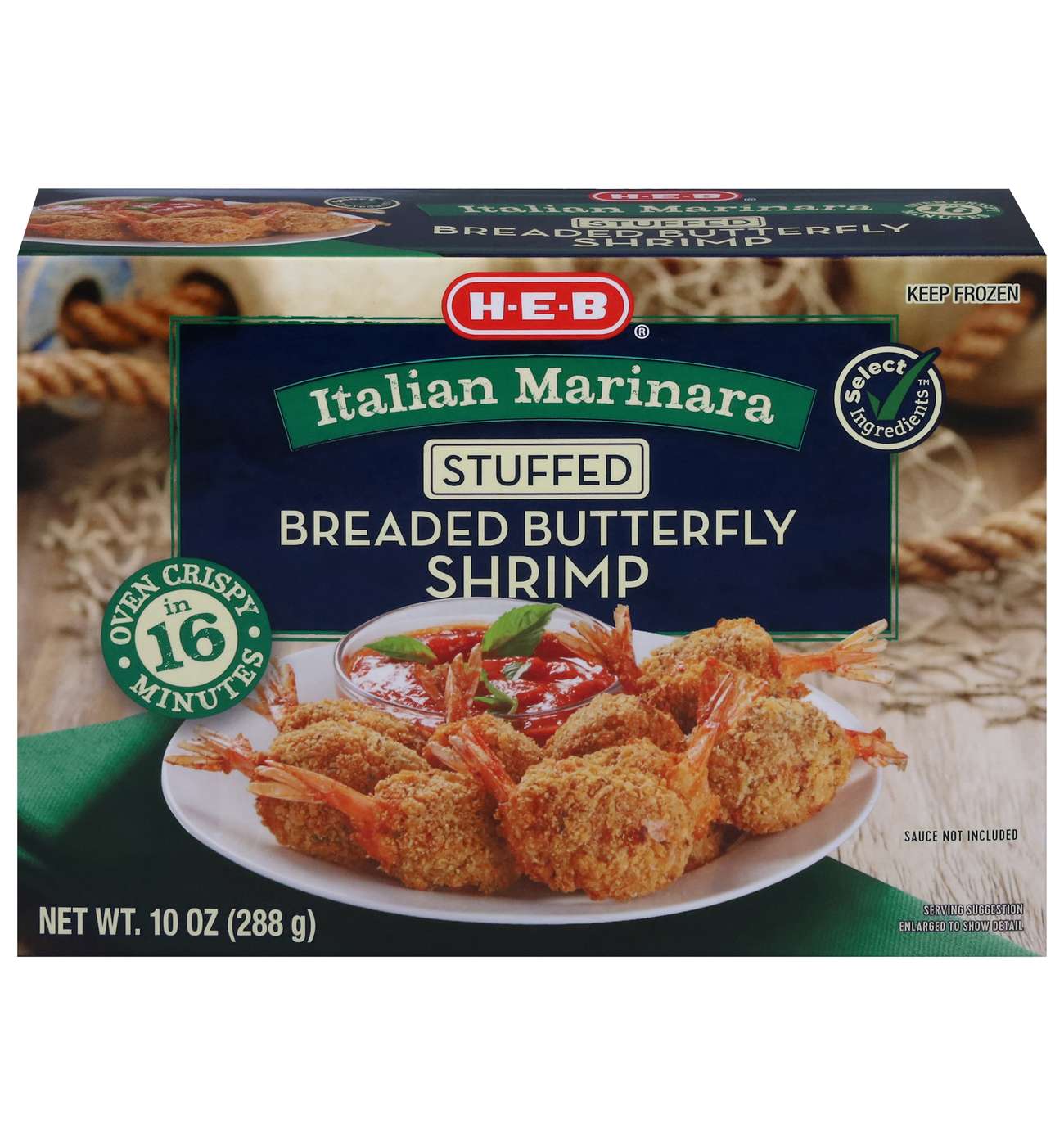 H-E-B Frozen Italian Marinara-Stuffed Breaded Butterfly Shrimp; image 1 of 2