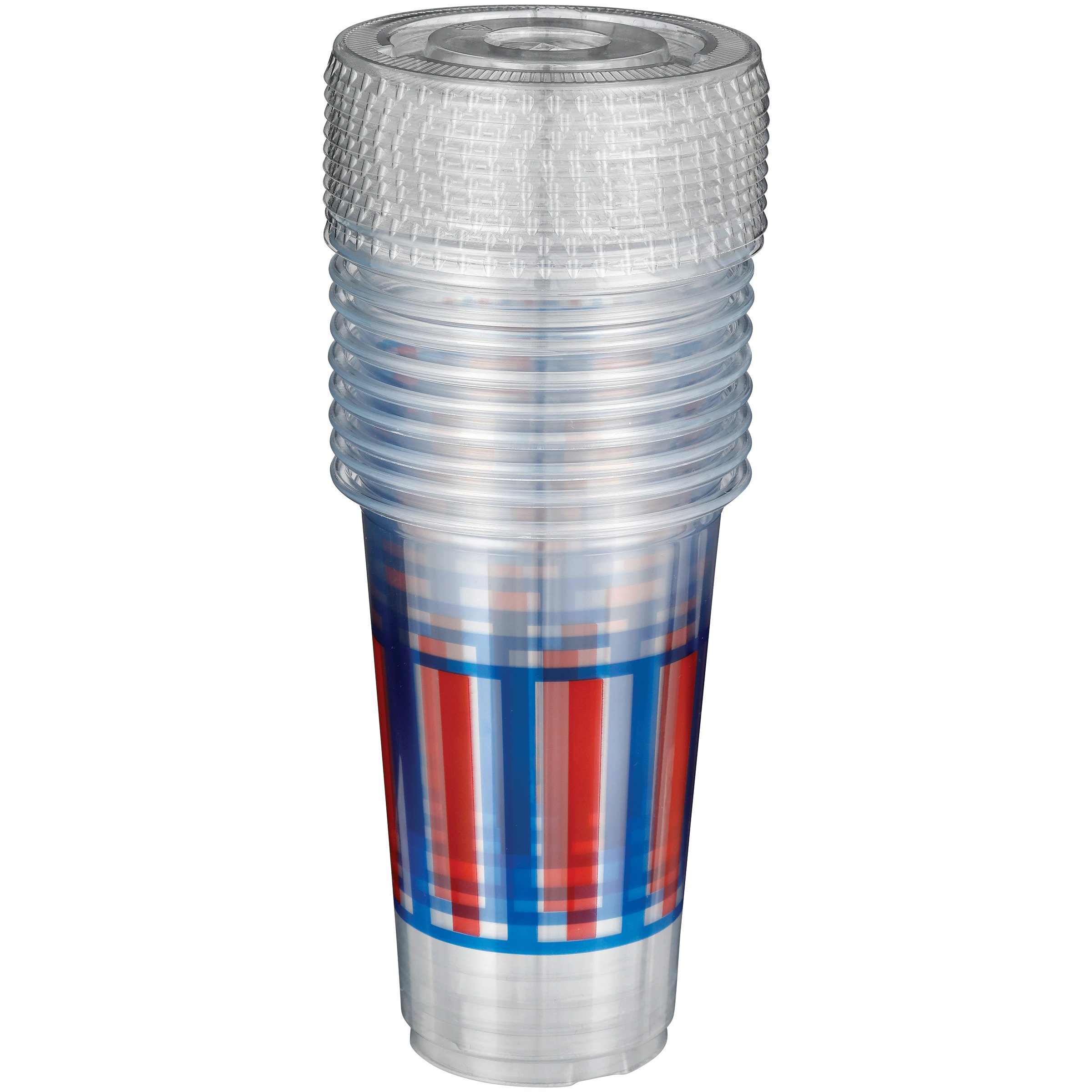 Destination Holiday Patriotic Stripes Disposable Party Cups with Lids