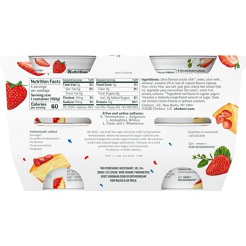 Chobani Zero Sugar Strawberry Cheesecake Greek Yogurt