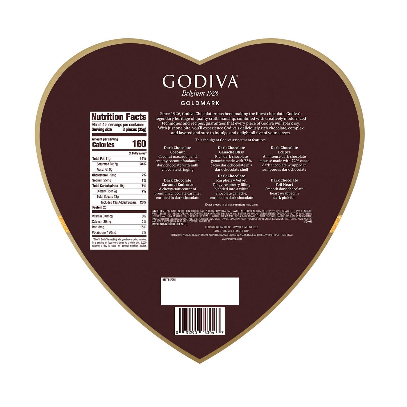 Godiva Goldmark Assorted Dark Chocolates Valentine's Heart Gift Box; image 2 of 2