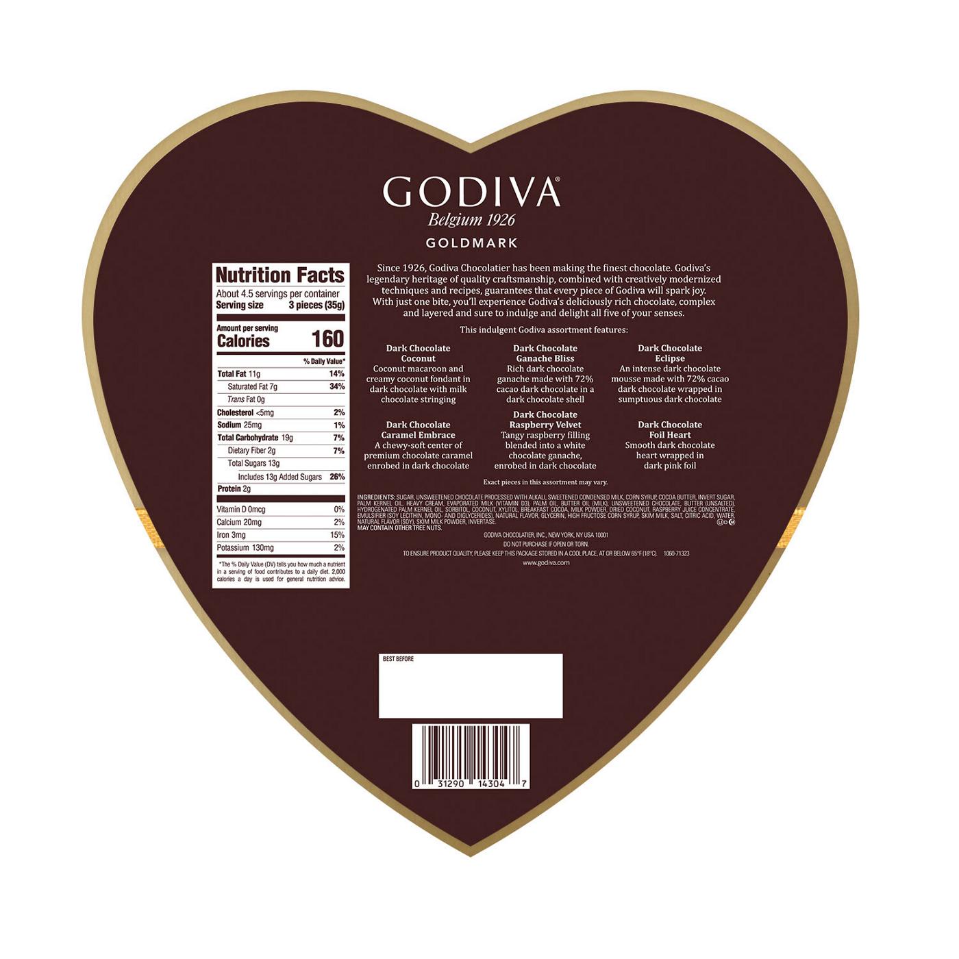 Godiva Goldmark Assorted Dark Chocolates Valentine's Heart Gift Box