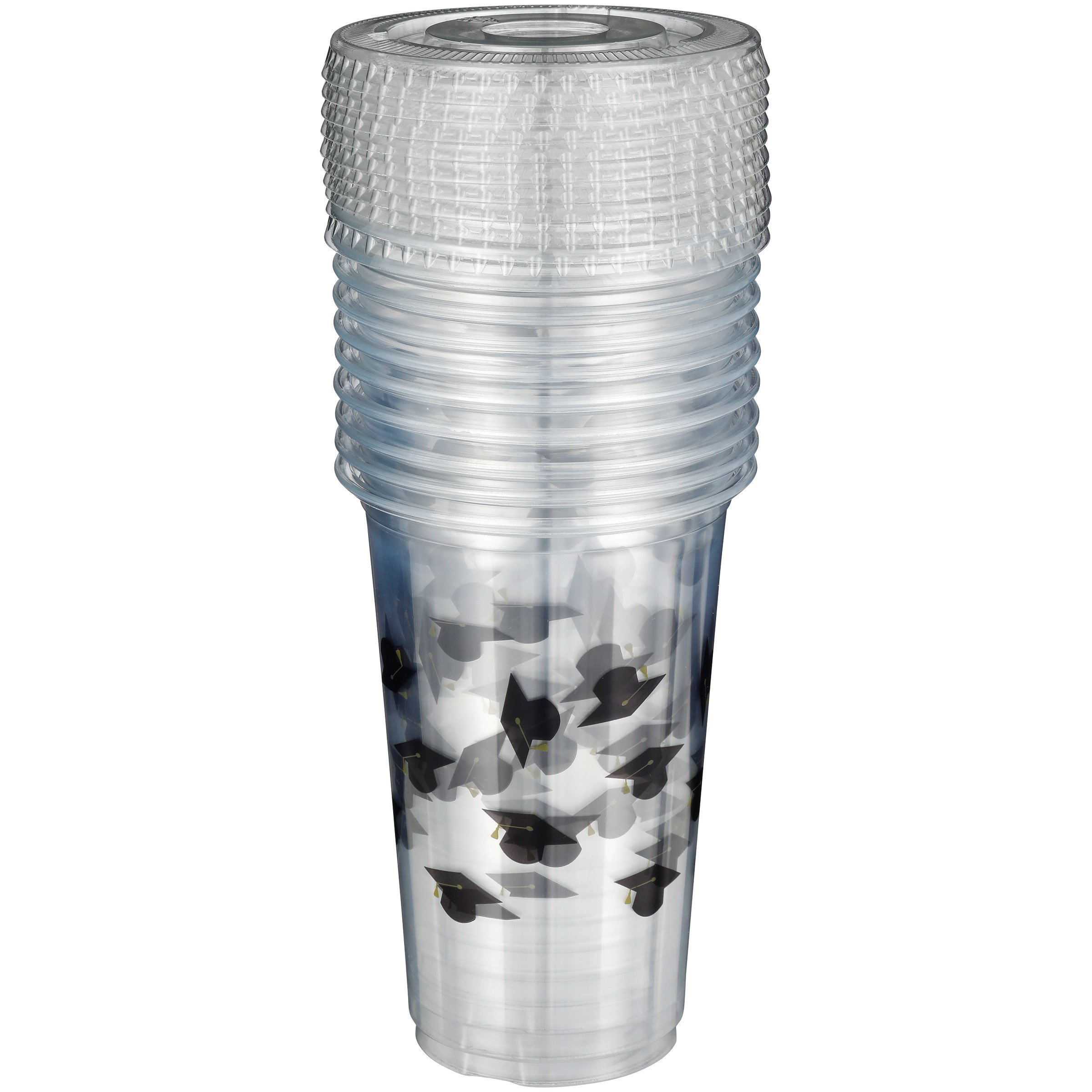 Destination Holiday Graduation Caps Disposable Party Cups with Lids, 10