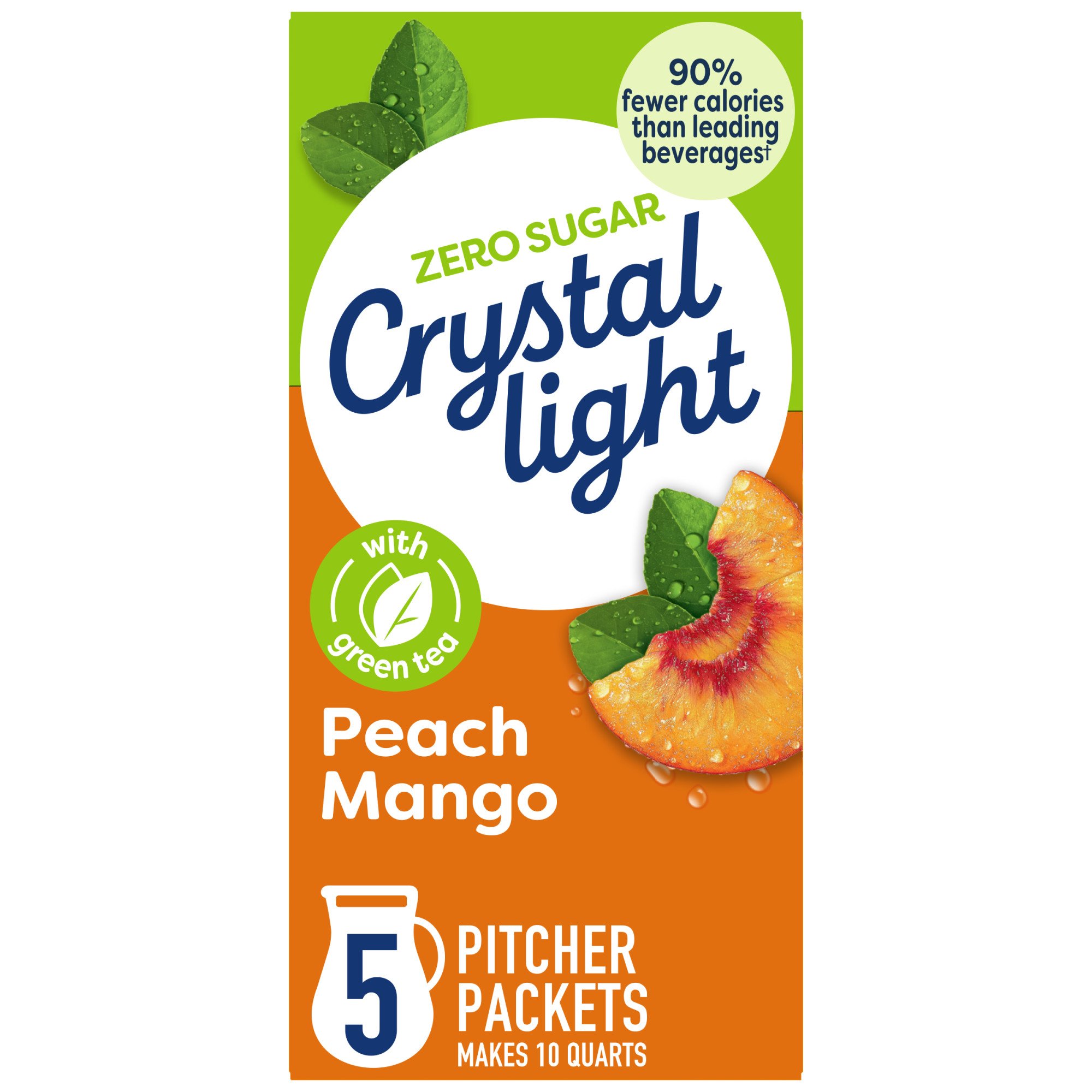 Crystal Light Peach Mango Green Tea Drink Mix, 5 ct