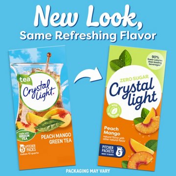 Crystal Light Peach Mango Green Tea Drink Mix, 5 ct