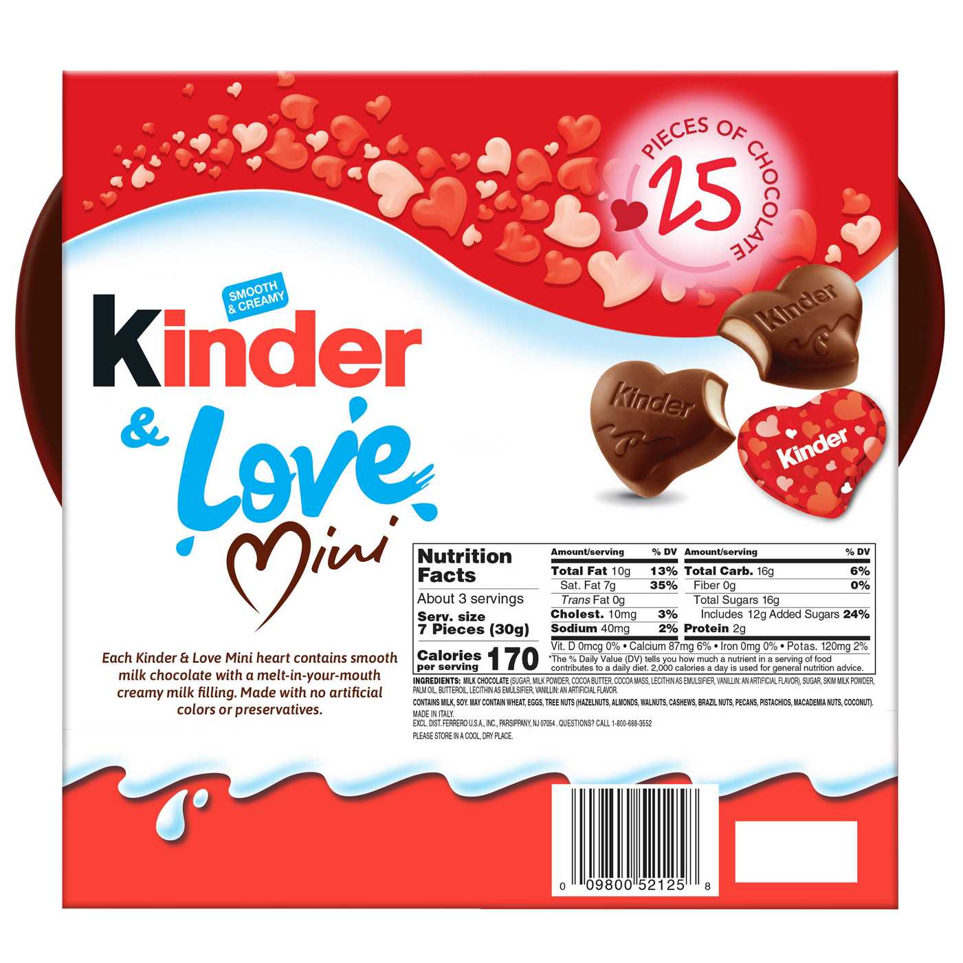 Kinder & Love Milk Chocolate Mini Hearts Valentine's Gift Box, 25 Pc; image 2 of 2