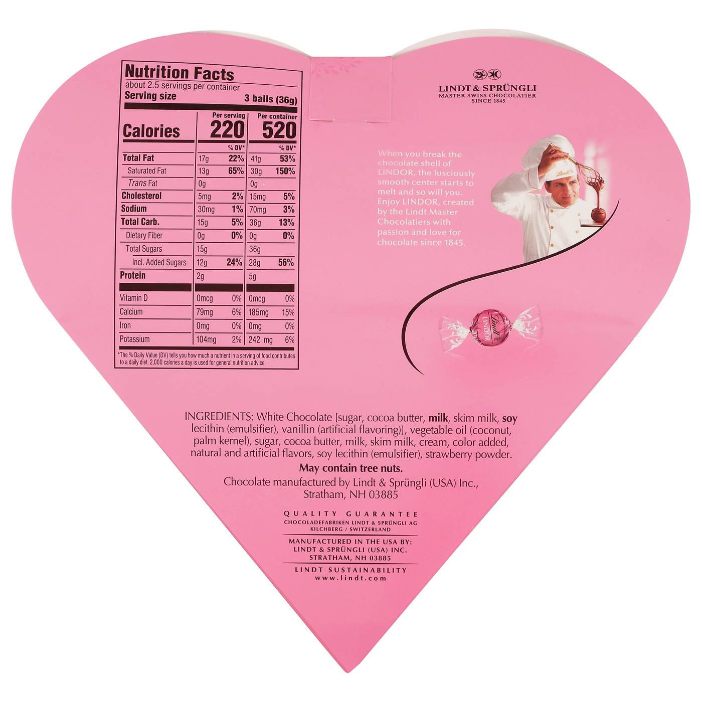 Lindt Lindor Strawberries & Cream Truffles Valentine's Heart Gift Box