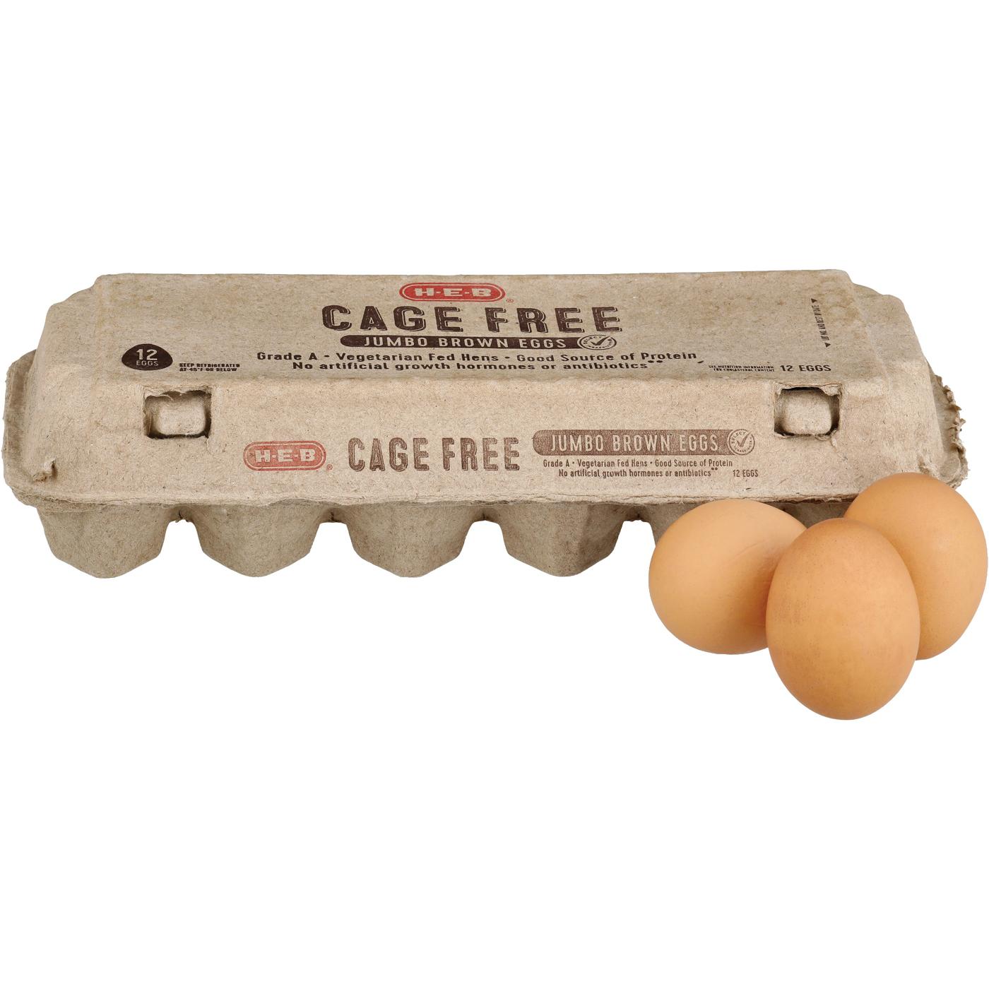 H-E-B Grade A Cage Free Jumbo Brown Eggs; image 1 of 2