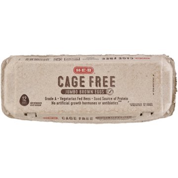 H-E-B Grade A Cage Free Jumbo Brown Eggs, 12 ct