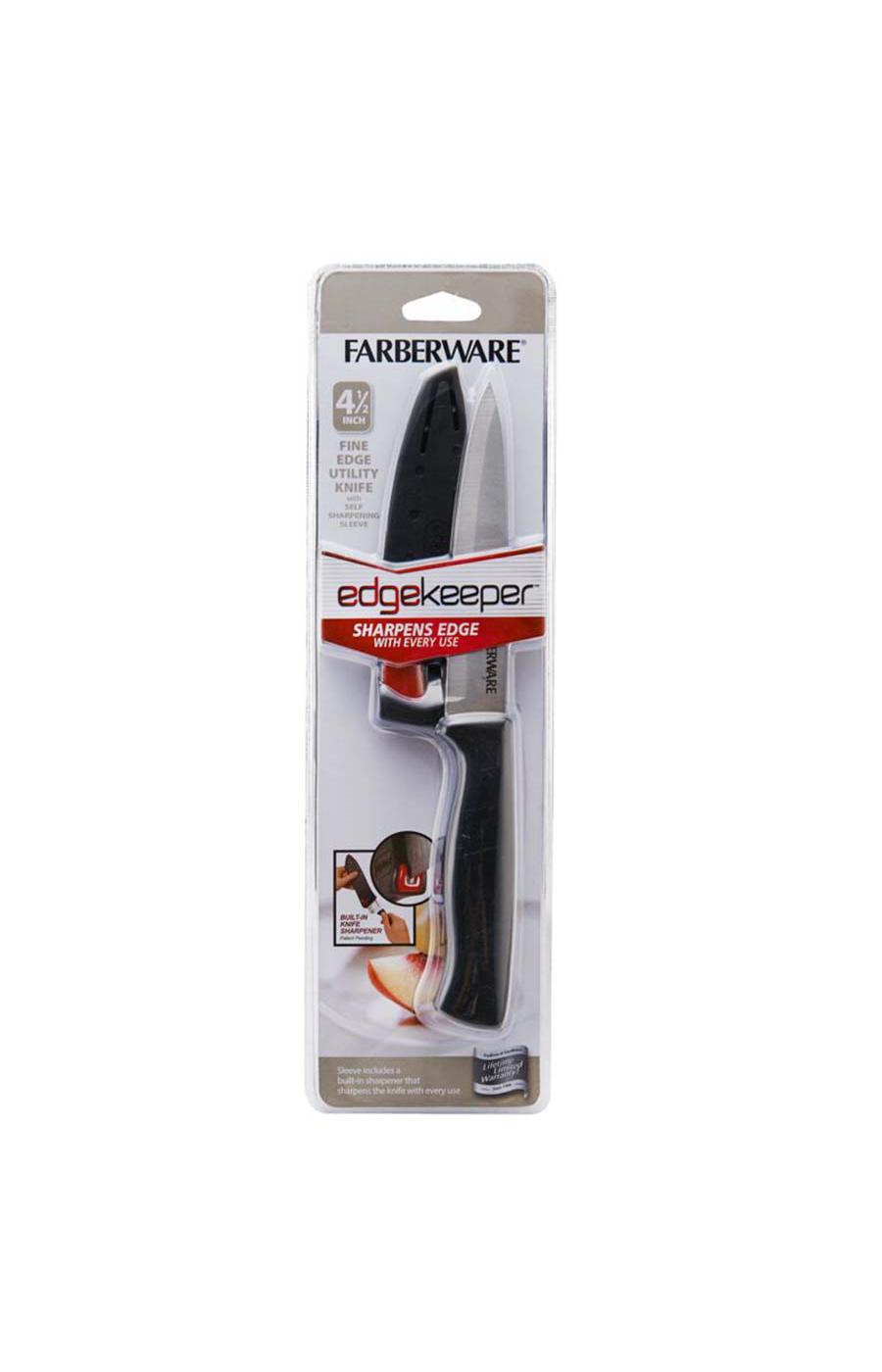 Farberware Edgekeeper 4-piece Stainless Steel Utility Knife Set with  Self-Sharpening Sleeve, Aqua