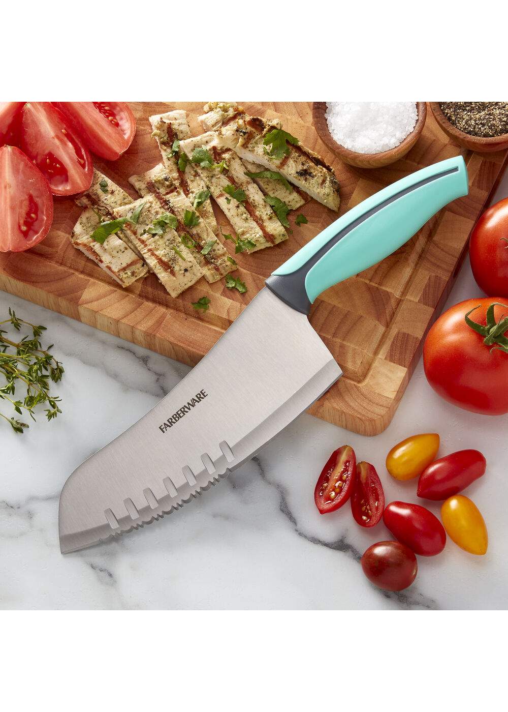 Farberware Precise Slice & Dice Knife Turquoise Handle Shop Knives