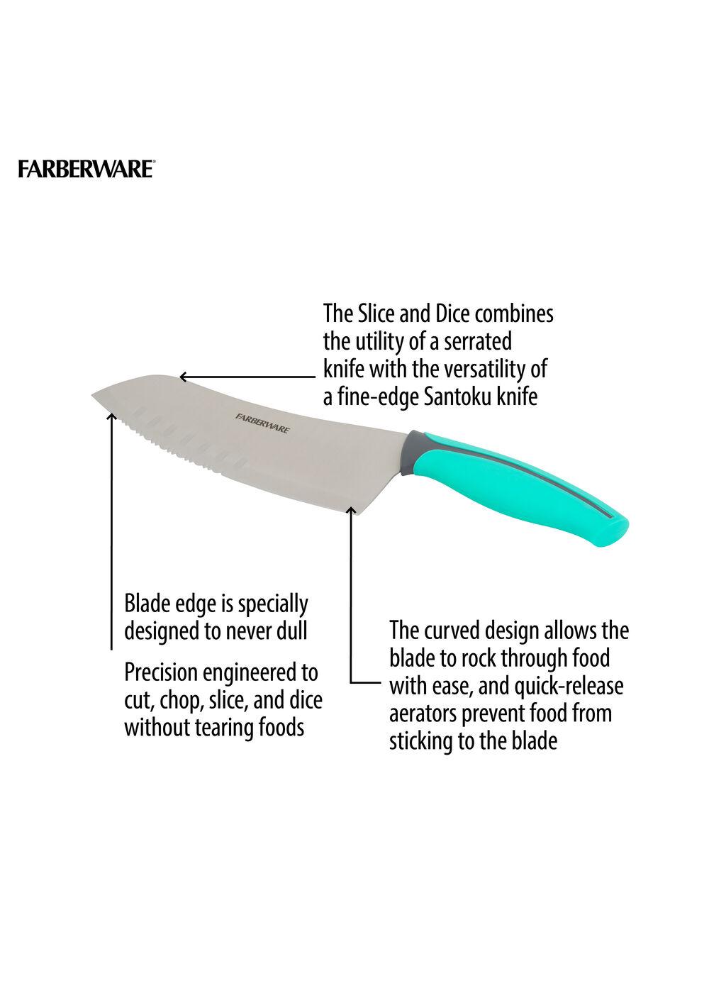 Farberware Precise Slice & Dice Knife Turquoise Handle Shop Knives