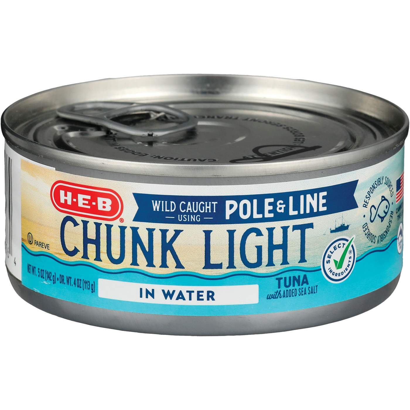 H-E-B Pole & Line Chunk Light Tuna in Water; image 1 of 2