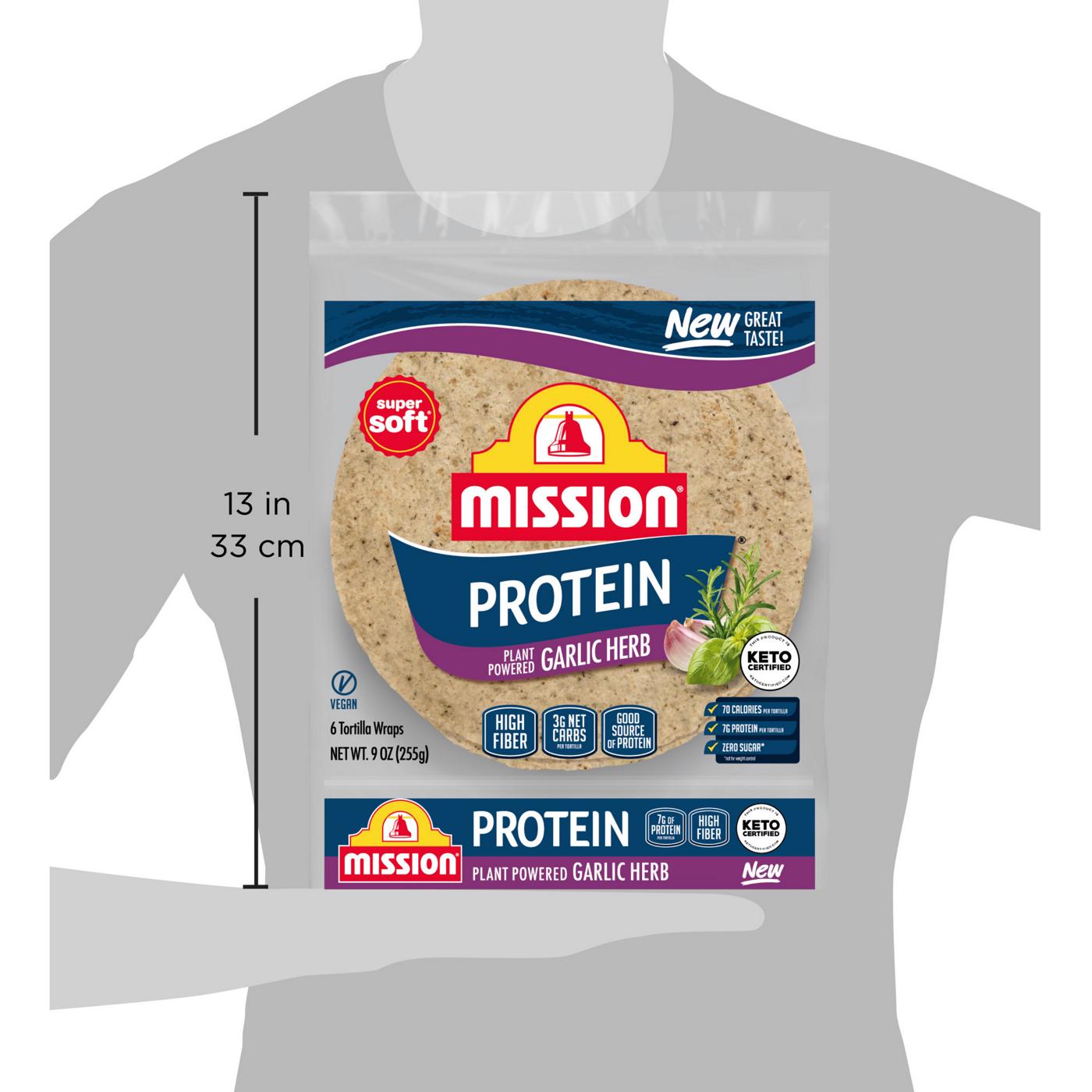 Mission Protein Garlic Herb Tortilla Wraps 6 Count; image 5 of 8