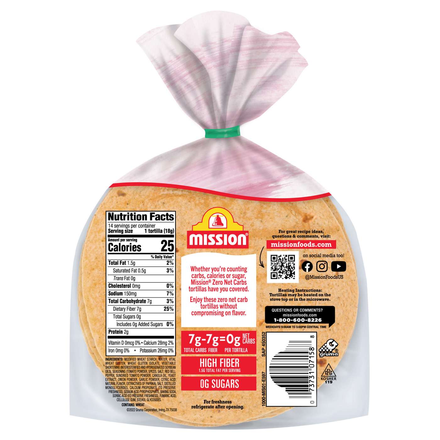 Mission Zero Net Carbs Sundried Tomato Basil Street Taco Tortillas 14 Count; image 5 of 6