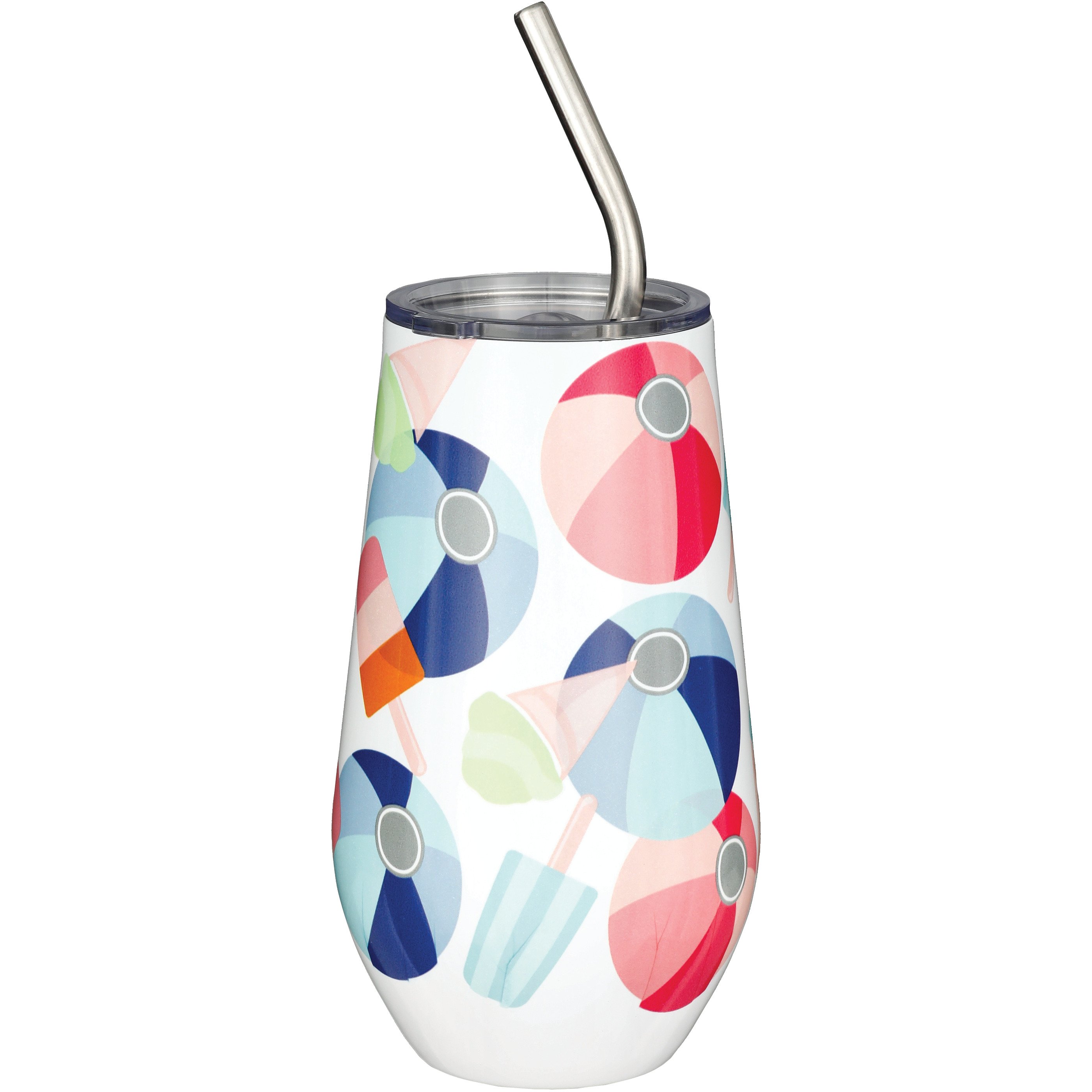 Destination Holiday Beach Balls Stainless Steel Stemless Summer Tumbler