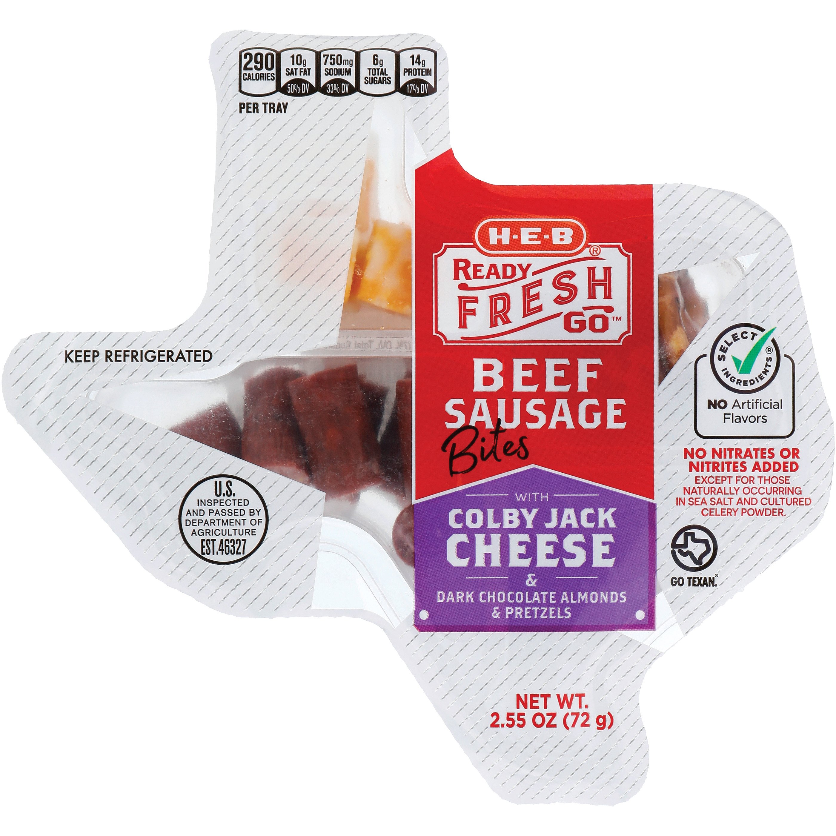 H-E-B Ready, Fresh, Go! Snack Tray - Beef Sausage Bites, Colby Jack ...