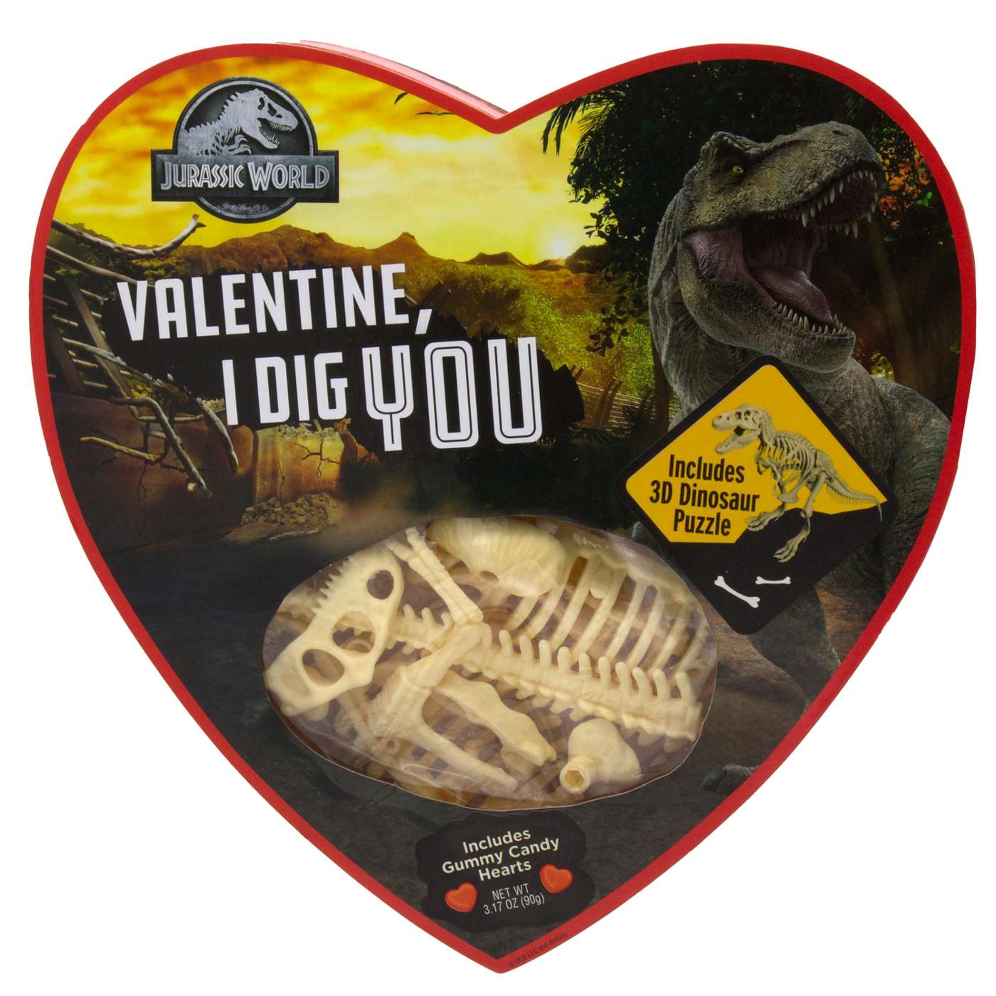 Frankford Jurassic World Gummy Candy & Dinosaur Puzzle Valentine's Heart Gift Box; image 1 of 2