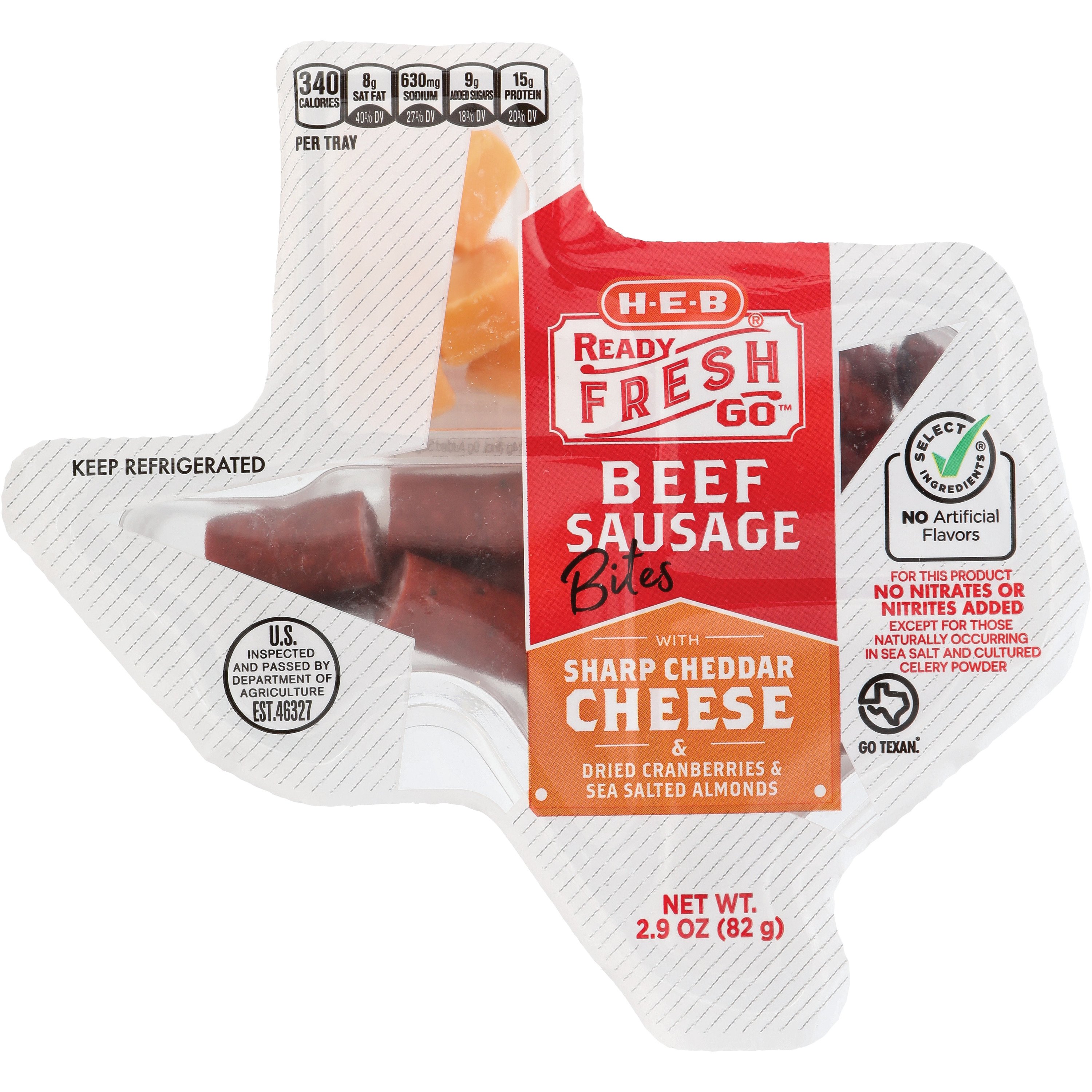 H-E-B Ready Fresh Go Snack Pack - Beef Bites With Sharp Cheddar, Dried ...