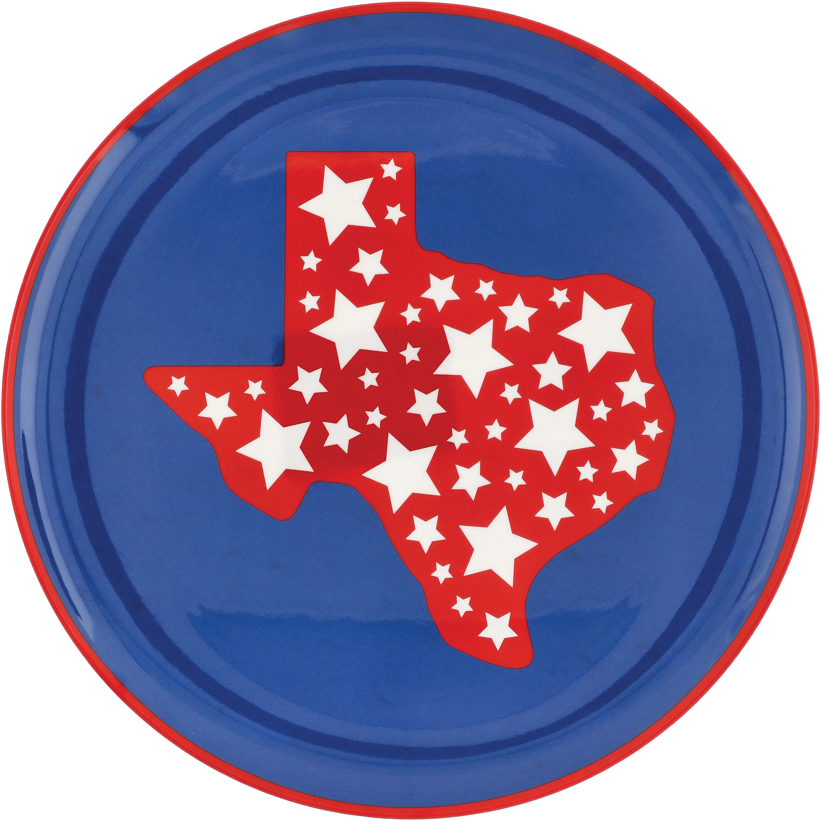 Destination Holiday Texas Stars Melamine Patriotic Round Serving Tray