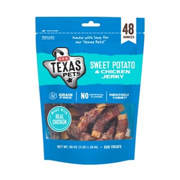 H-E-B Texas Pets Dog Treats - Sweet Potato & Chicken Jerky, 48 oz