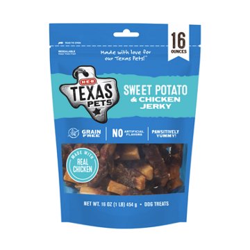 H-E-B Texas Pets Dog Treats - Sweet Potato & Chicken Jerky, 16 oz