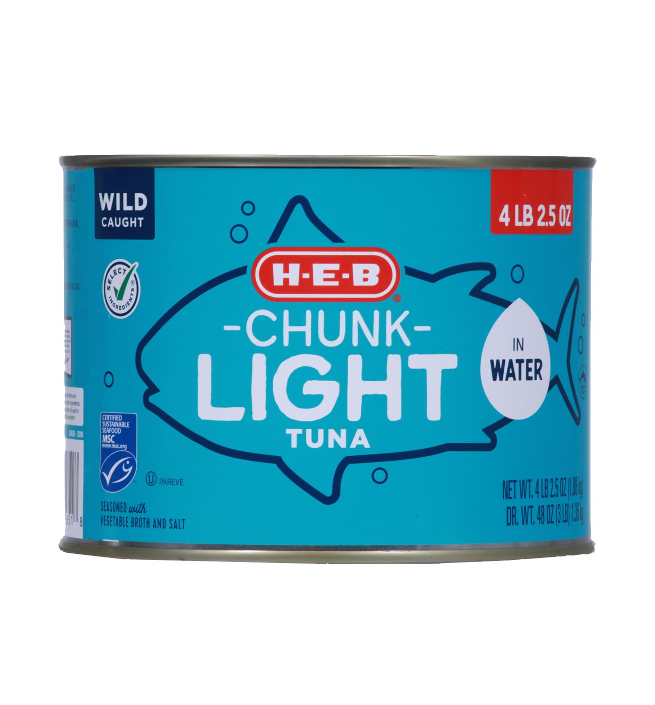 H-E-B Chunk Light Tuna in Water; image 1 of 2