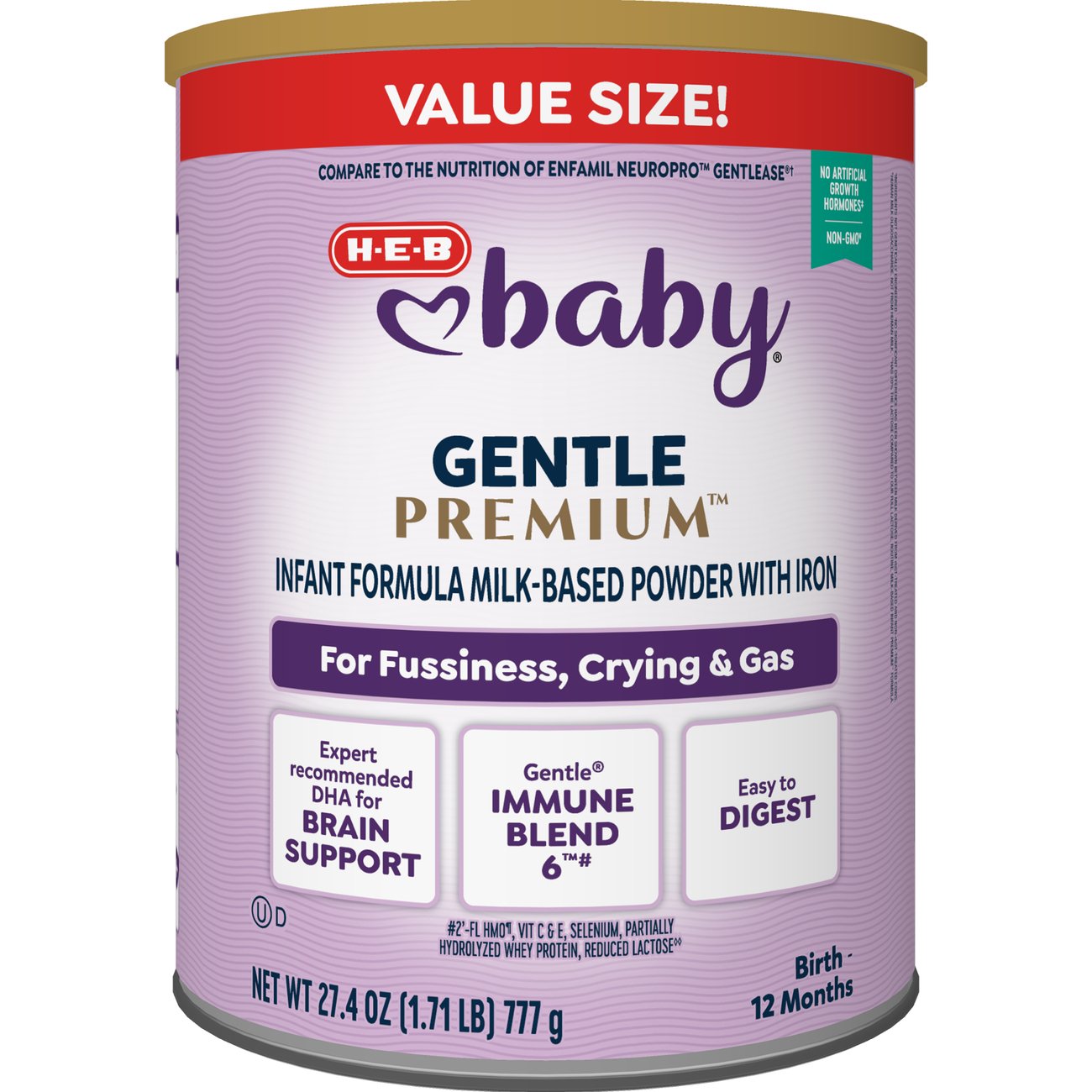H-E-B Baby Milk-Based Infant Formula - Gentle, 27.4 oz