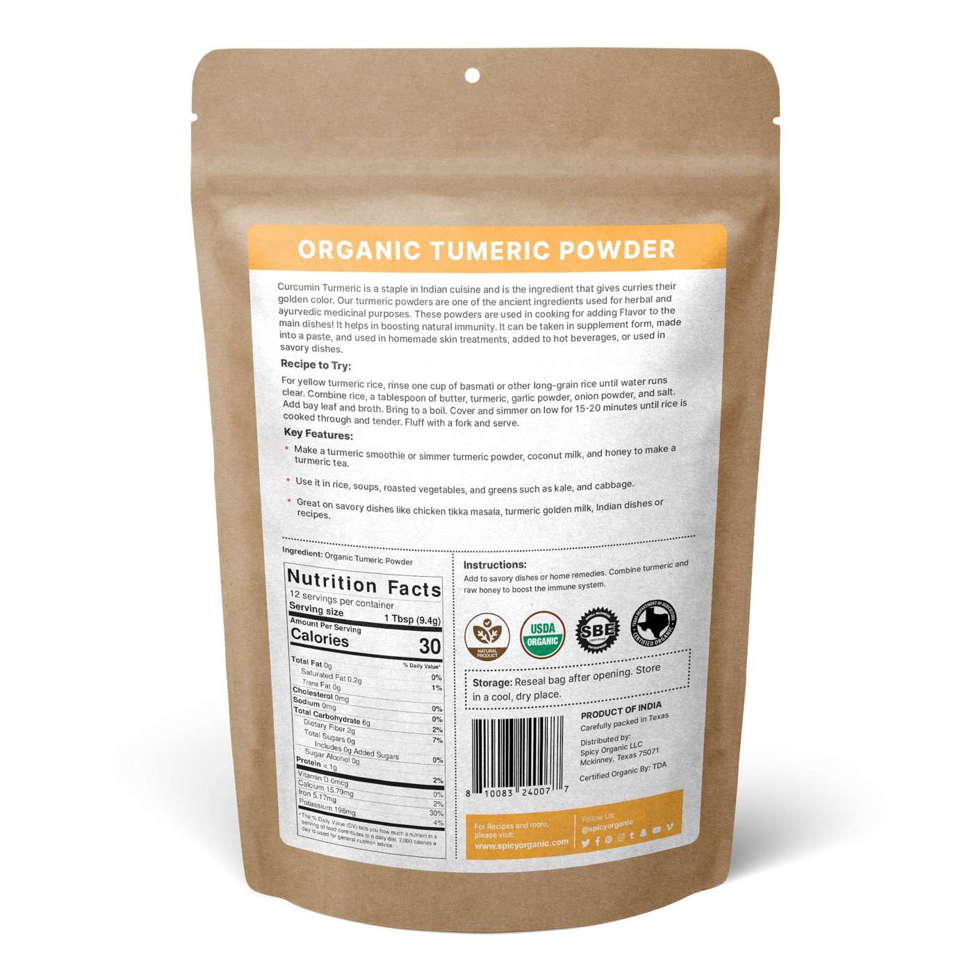 Spicy Organic Turmeric Powder; image 2 of 2