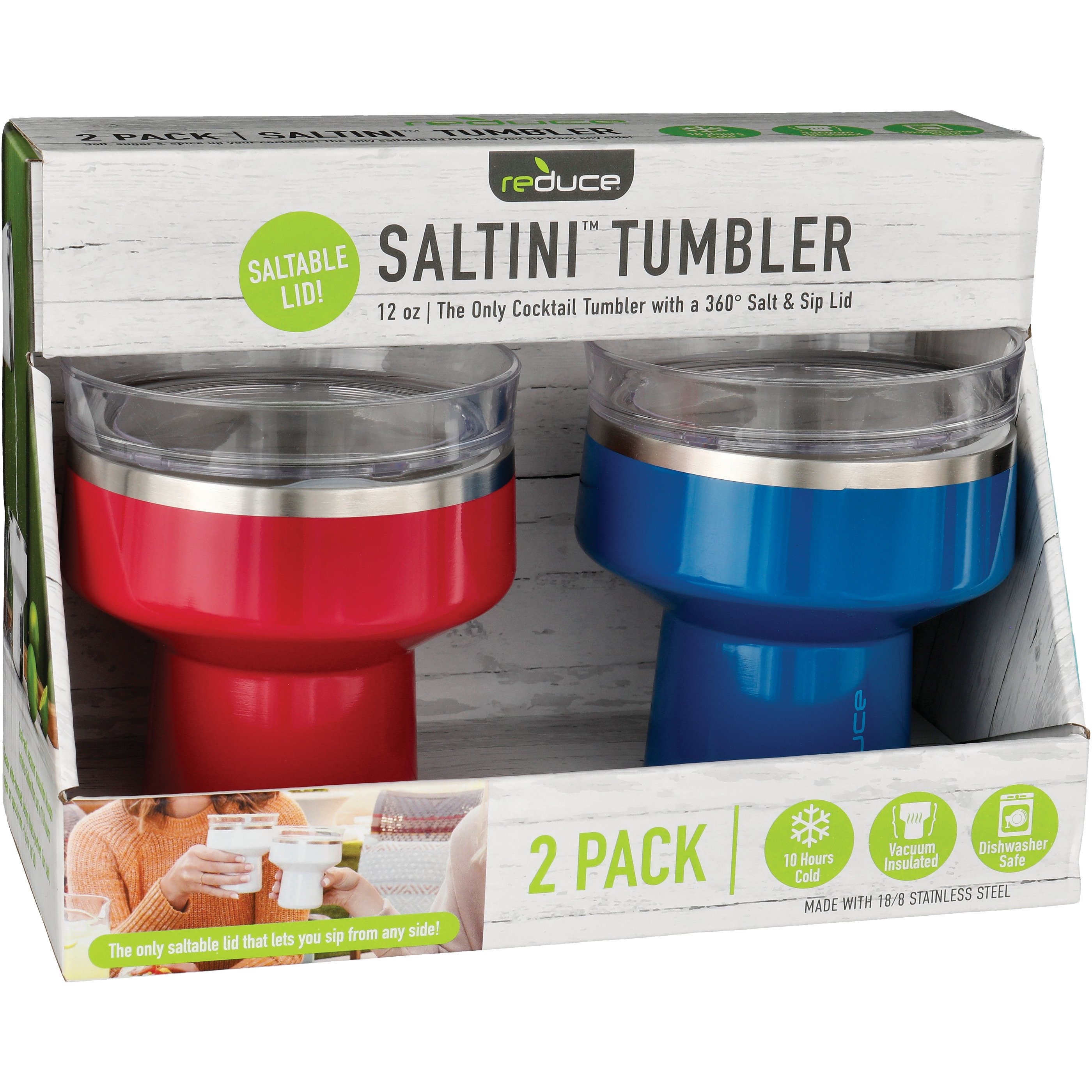 Reduce 2 Vacuum Insulated Stainless Steel Saltini Cocktail Tumblers