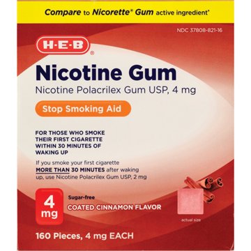 H-E-B Nicotine Gum 4mg - Cinnamon, 160 ct