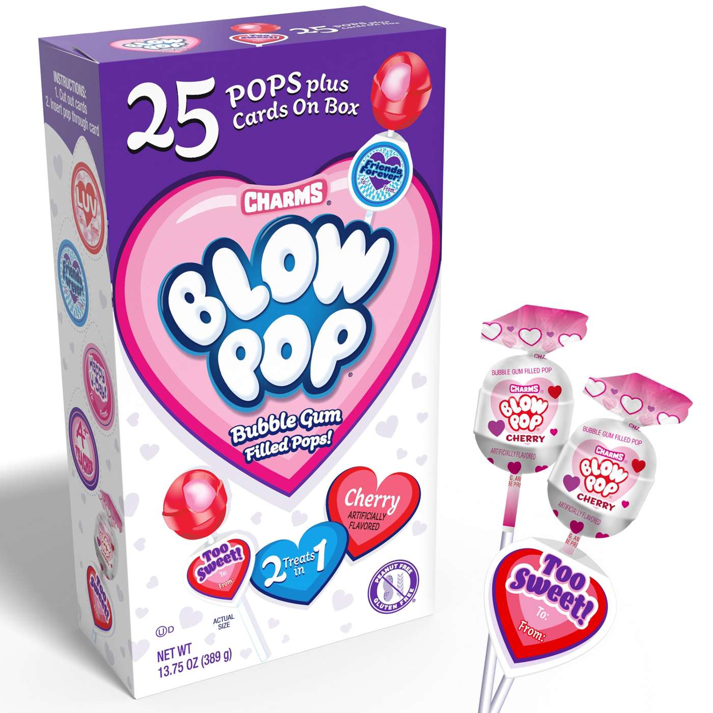 Charms Cherry Blow Pops Valentine's Exchange Candy; image 3 of 3