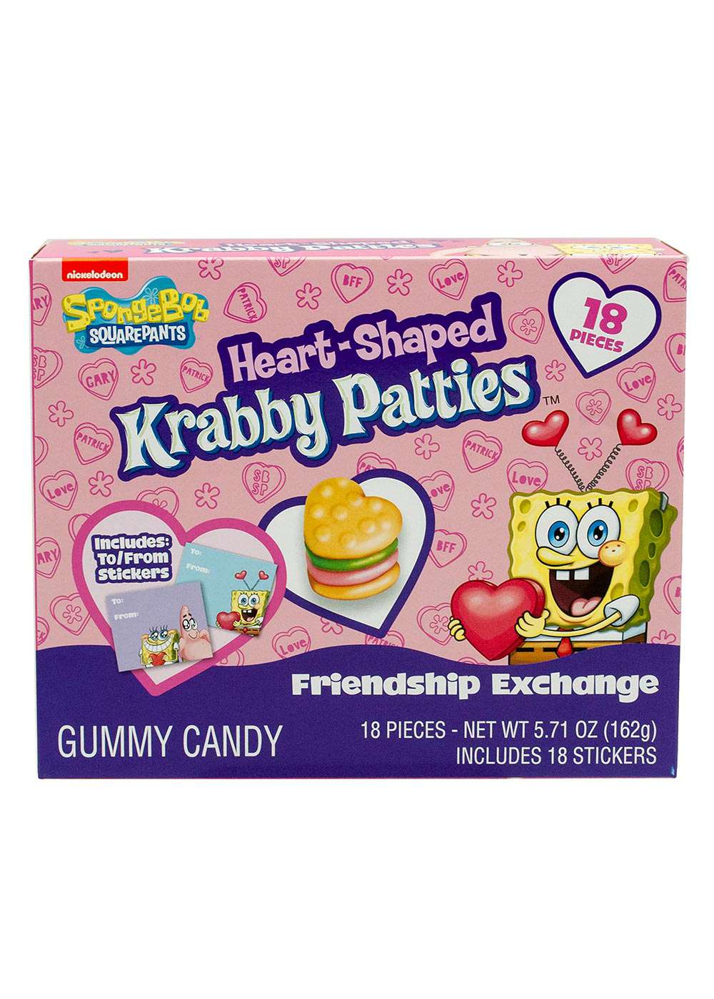 Frankford Heart Shaped Krabby Patties Gummy Valentine's Friendship Exchange Candy; image 1 of 2