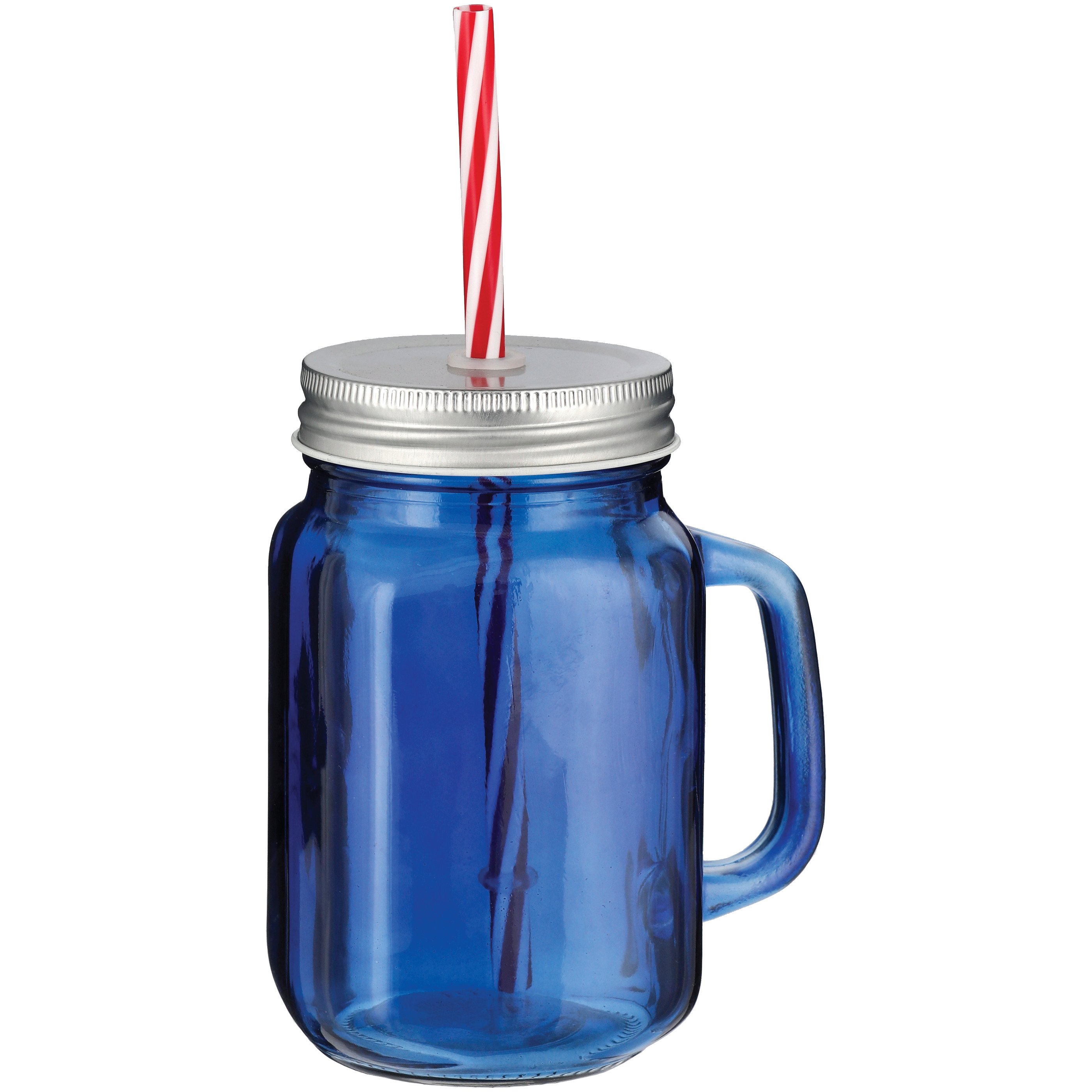 Destination Holiday Glass Mason Jar Sipper with Straw Blue Shop