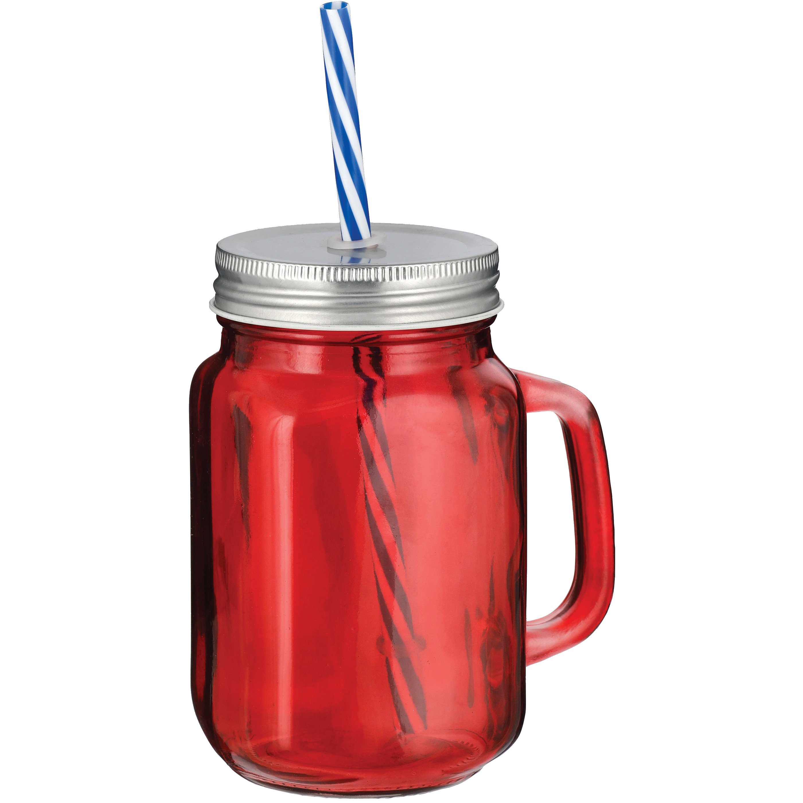 Destination Holiday Glass Mason Jar Sipper with Straw Red Shop Cups